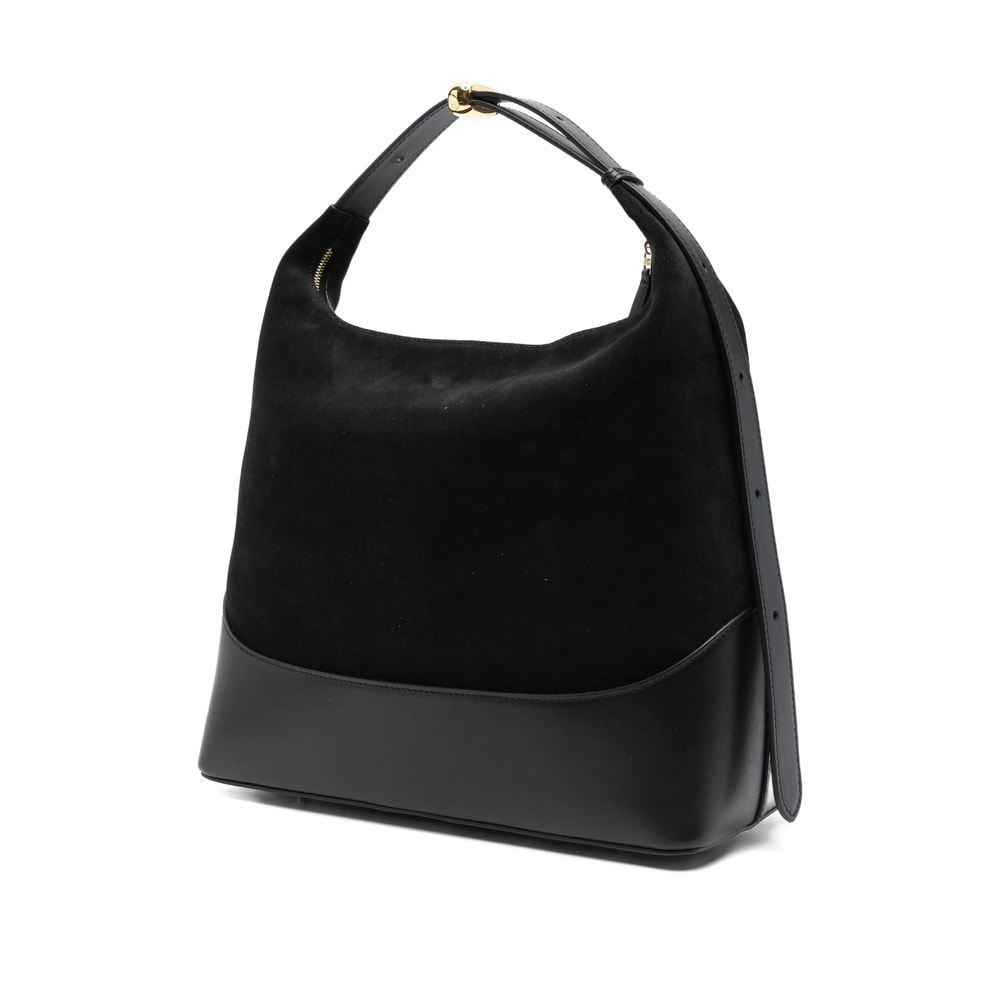Elleme Large Loop Suede Leather Shoulder Bag In Black