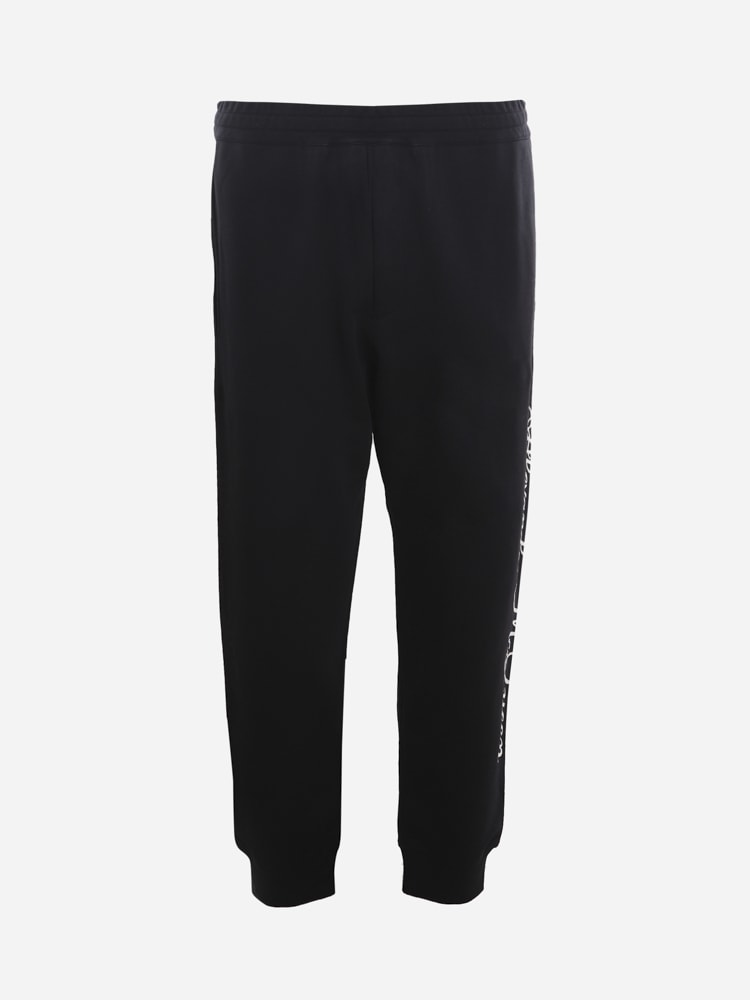 Alexander McQueen Cotton Trousers With Side Logo Print