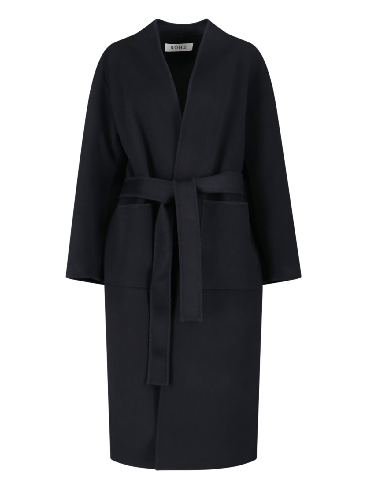 Rohe Black Wool Coat With Shawl Collar In Black
