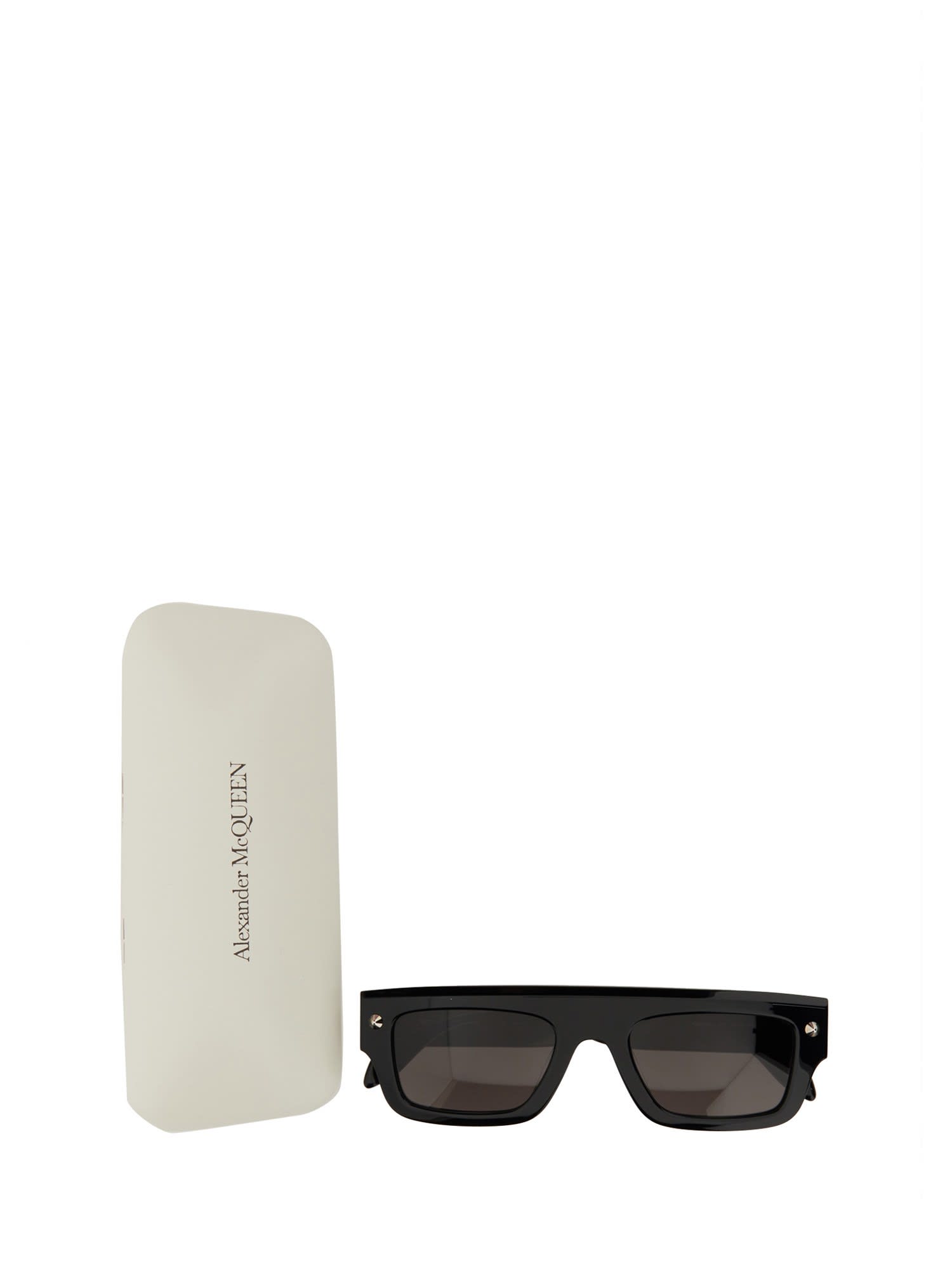 Shop Alexander Mcqueen Logo Sunglasses In Black