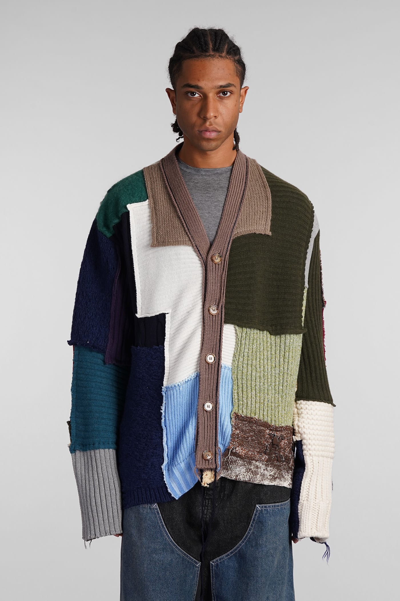 Cardigan In Multicolor Wool