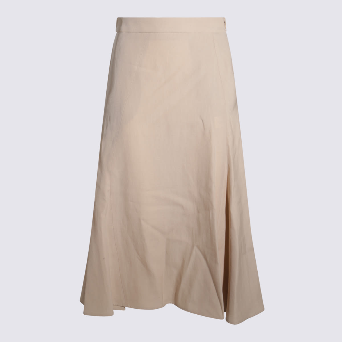 Beige Cotton Midi Skirt