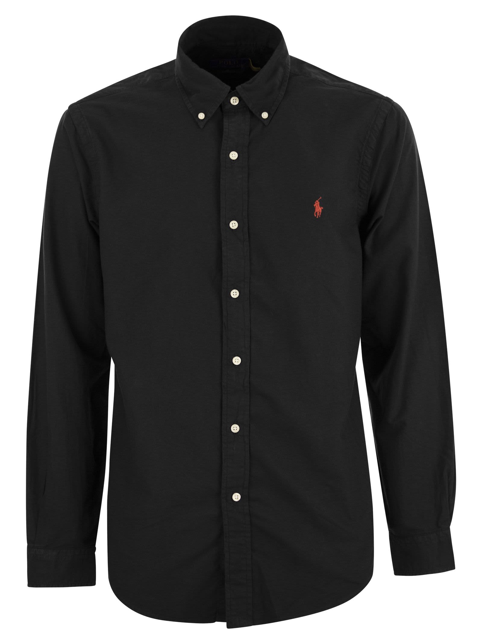 Polo Ralph Lauren Black Shirt With Pony Embroidery In Black