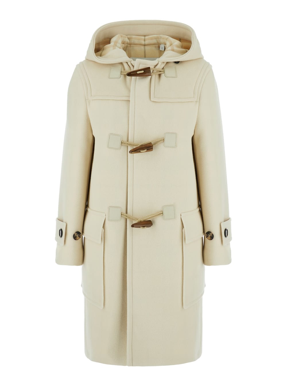 Shop Burberry Commercial Long Duffle Coat With Check Lining In Beige