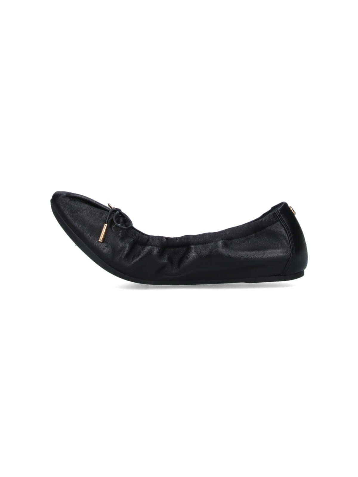 Ferragamo Elasticated Nappa Leather Ballet Flats In Black