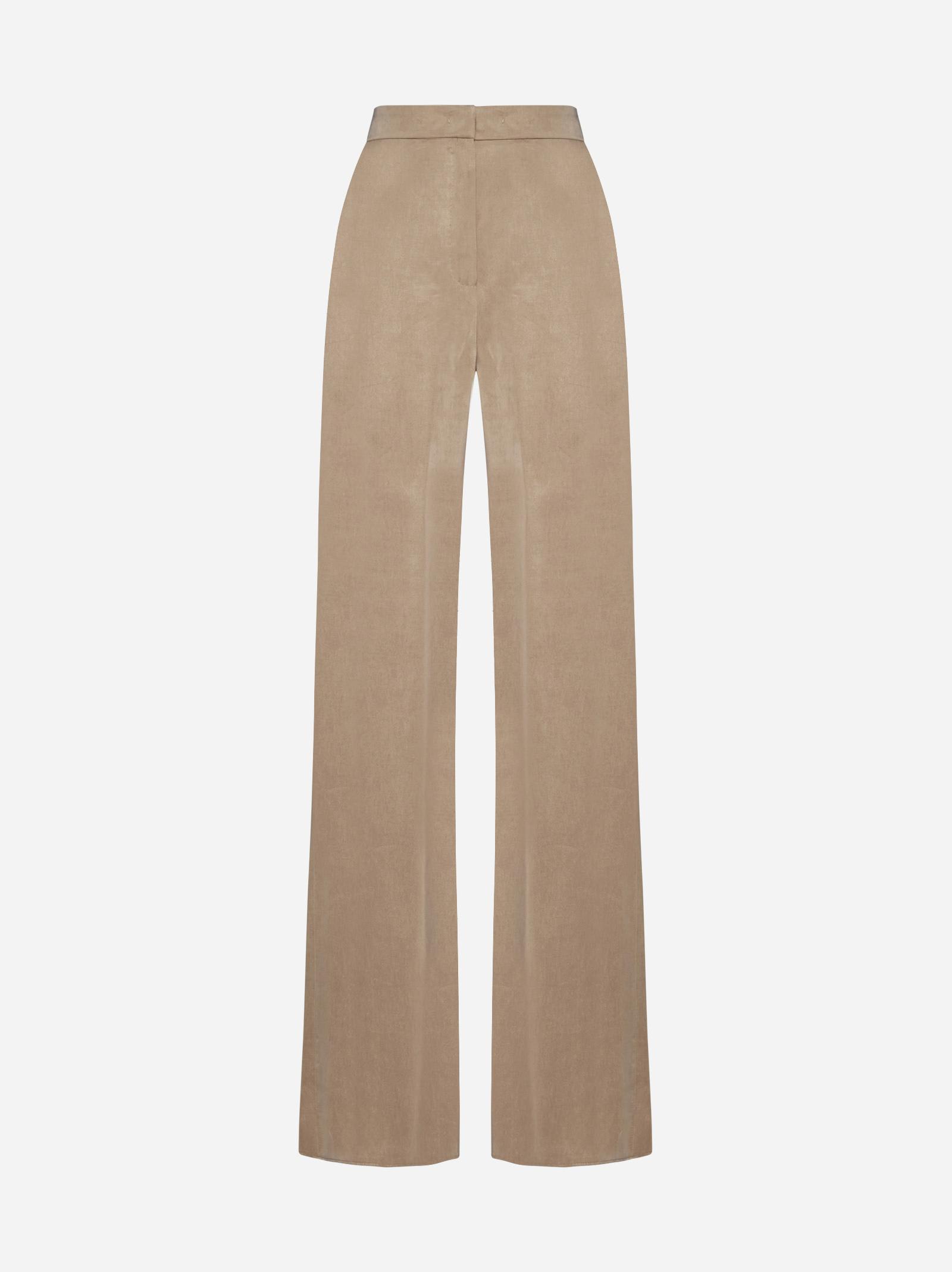 Shop Max Mara Gardena Satin Trousers In Beige