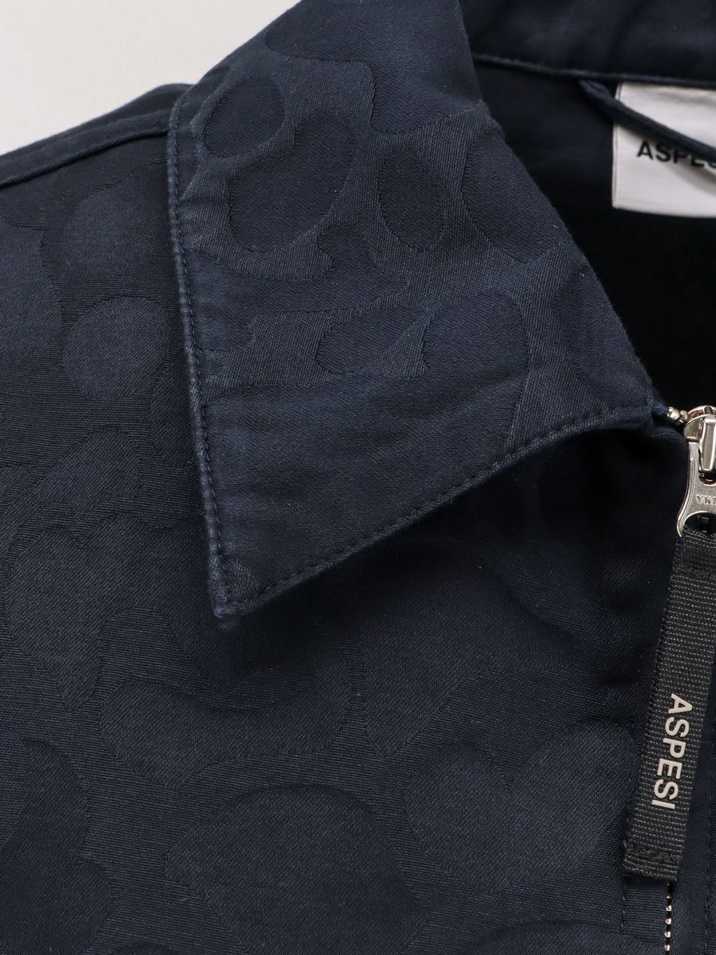 Aspesi Cotton Jacket With Jacquard Motif In Black