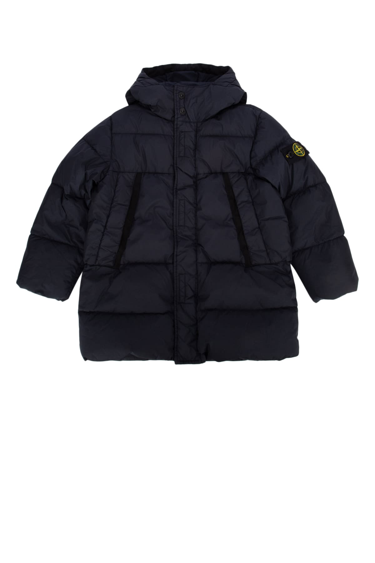 Stone Island Giaccone Vera Piuma Rds In Blue