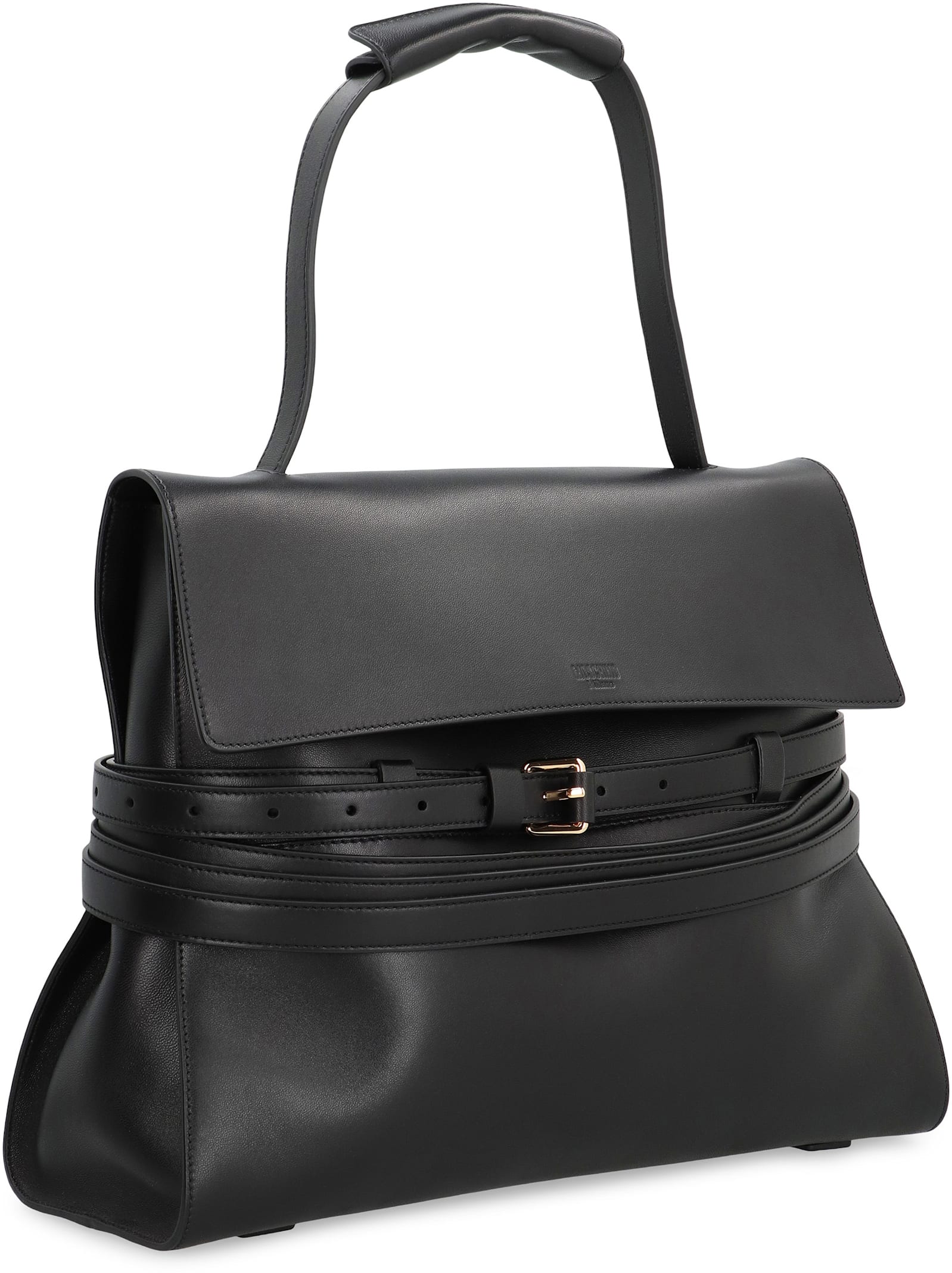 Moschino Couture Black Leather Medium Tie Me Handbag In Black