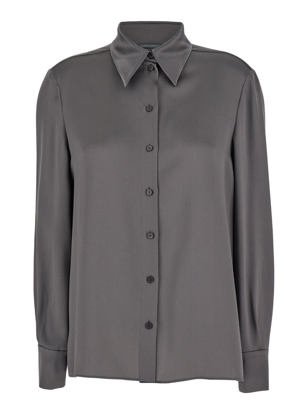 Shop Alberta Ferretti Grey Shirt With Pointed Collar In Silk Blend Woman