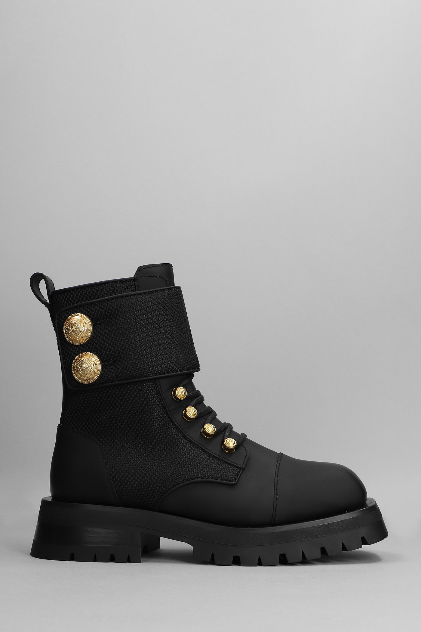 Balmain Combat Boots In Black Leather