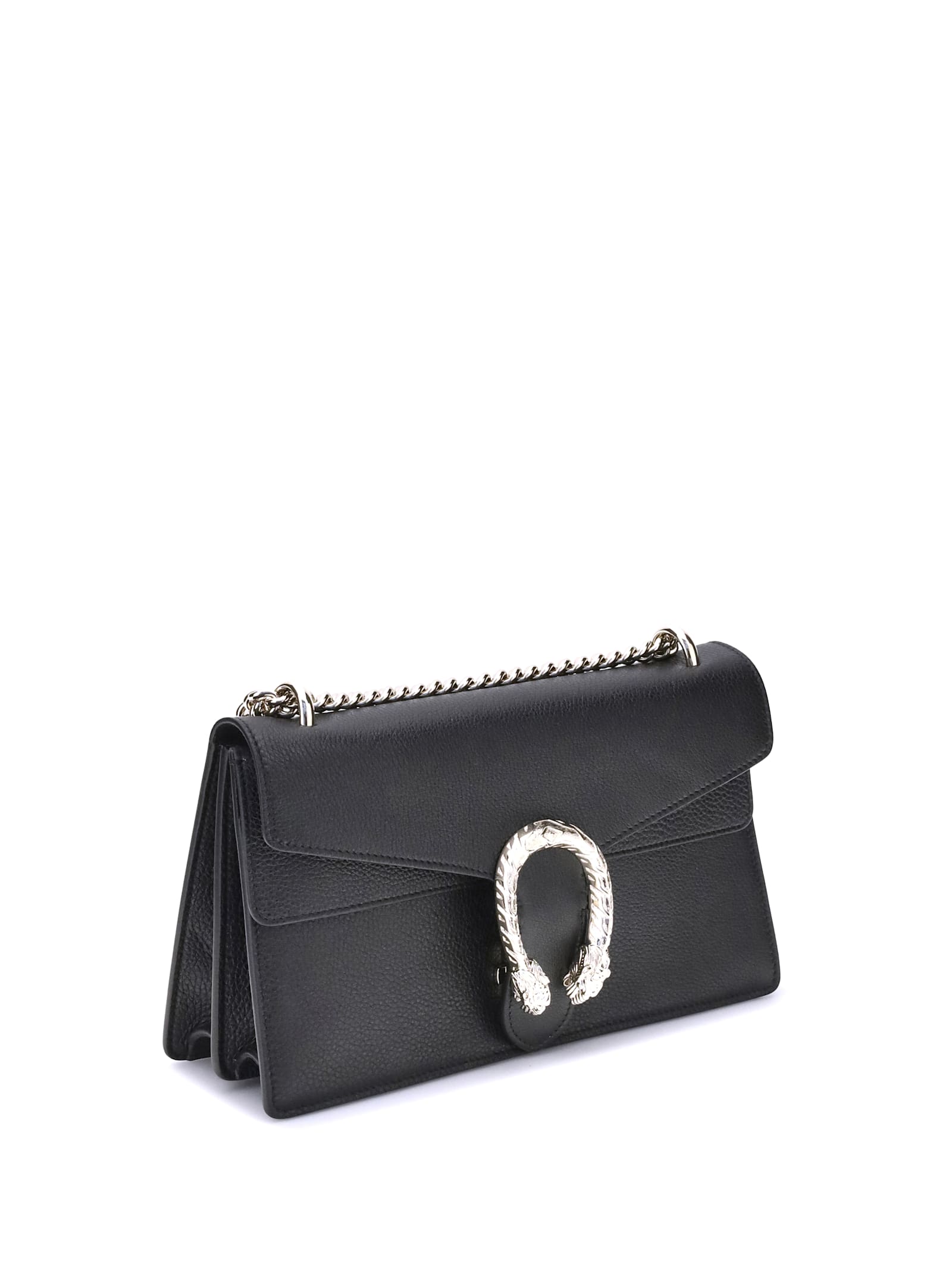 Gucci Tiger Head Detail Leather Shoulder Bag In Gray