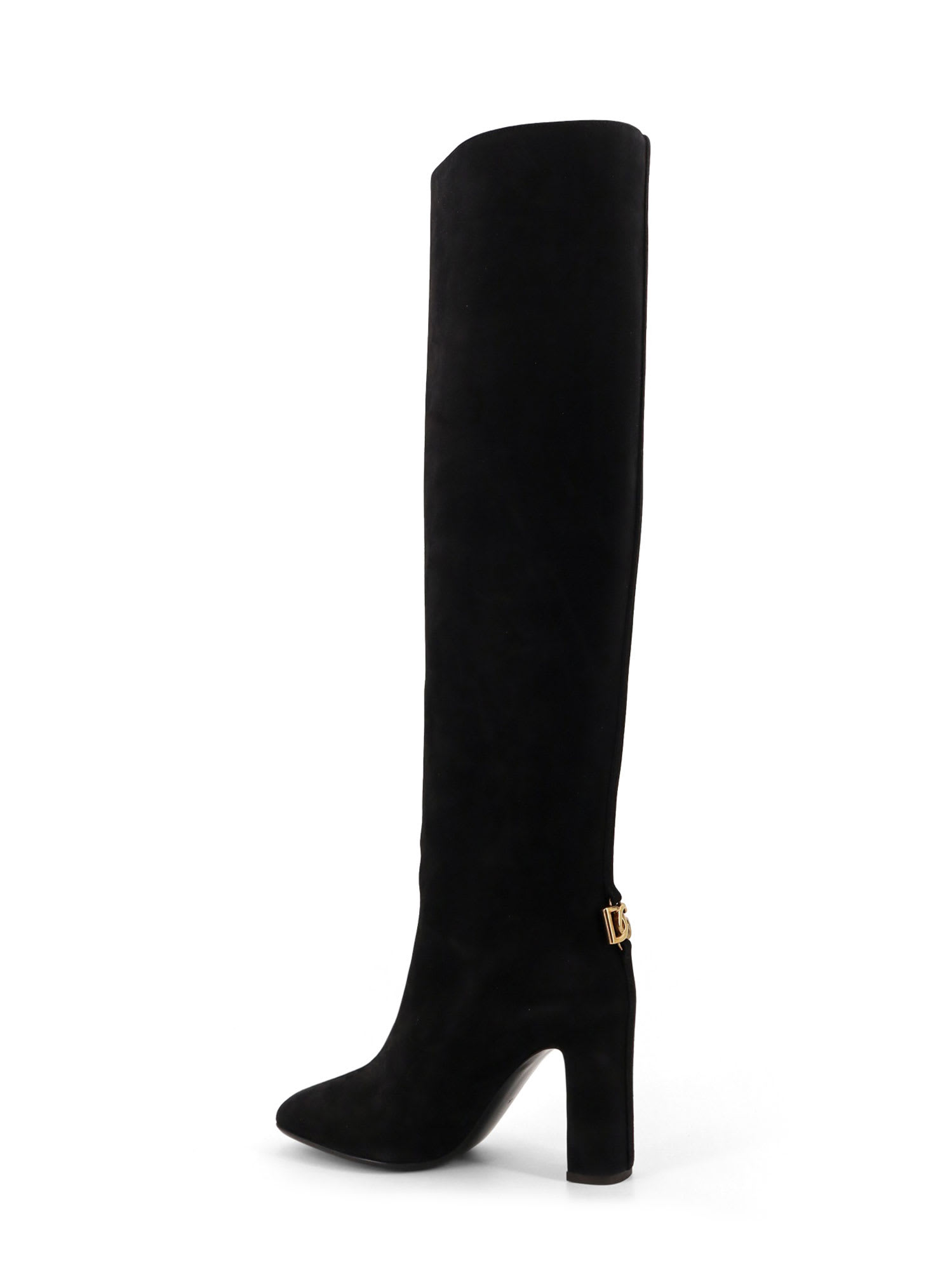 Dolce & Gabbana Chain-embellished Block-heel Boots In Black