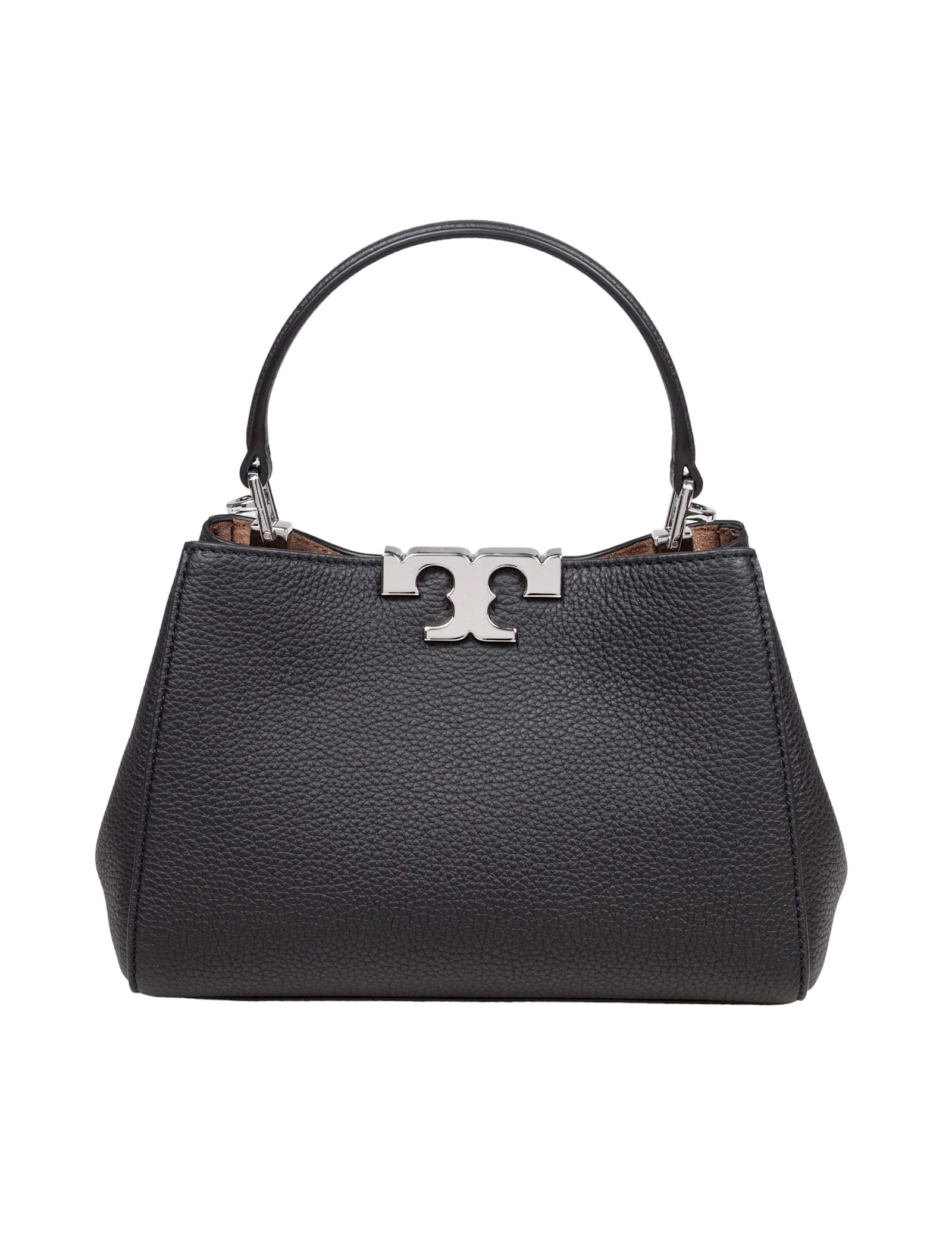 Tory Burch Eleanor Mini Satchel In Hammered Leather Black
