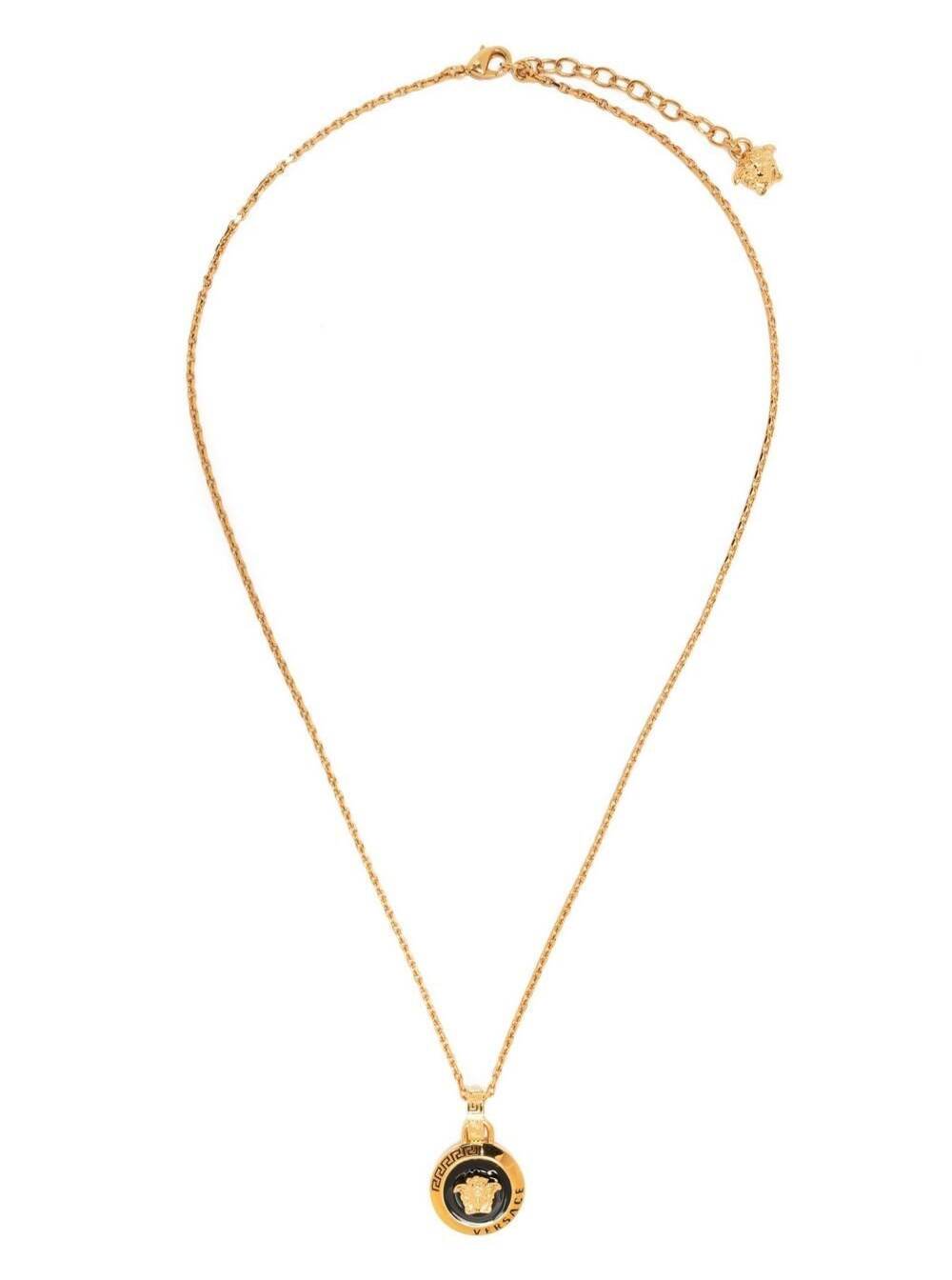 Shop Versace Gold-colored Necklace With Medusa Pendant In Metal Man In Metallic