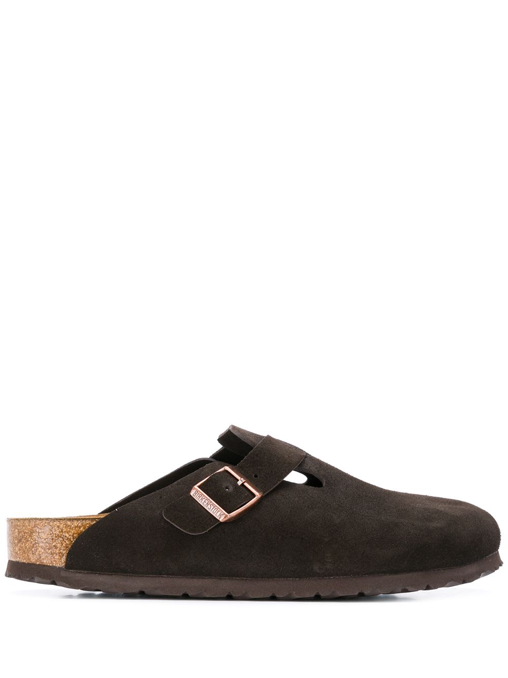 Birkenstock Boston Suede Leather Slippers In Brown