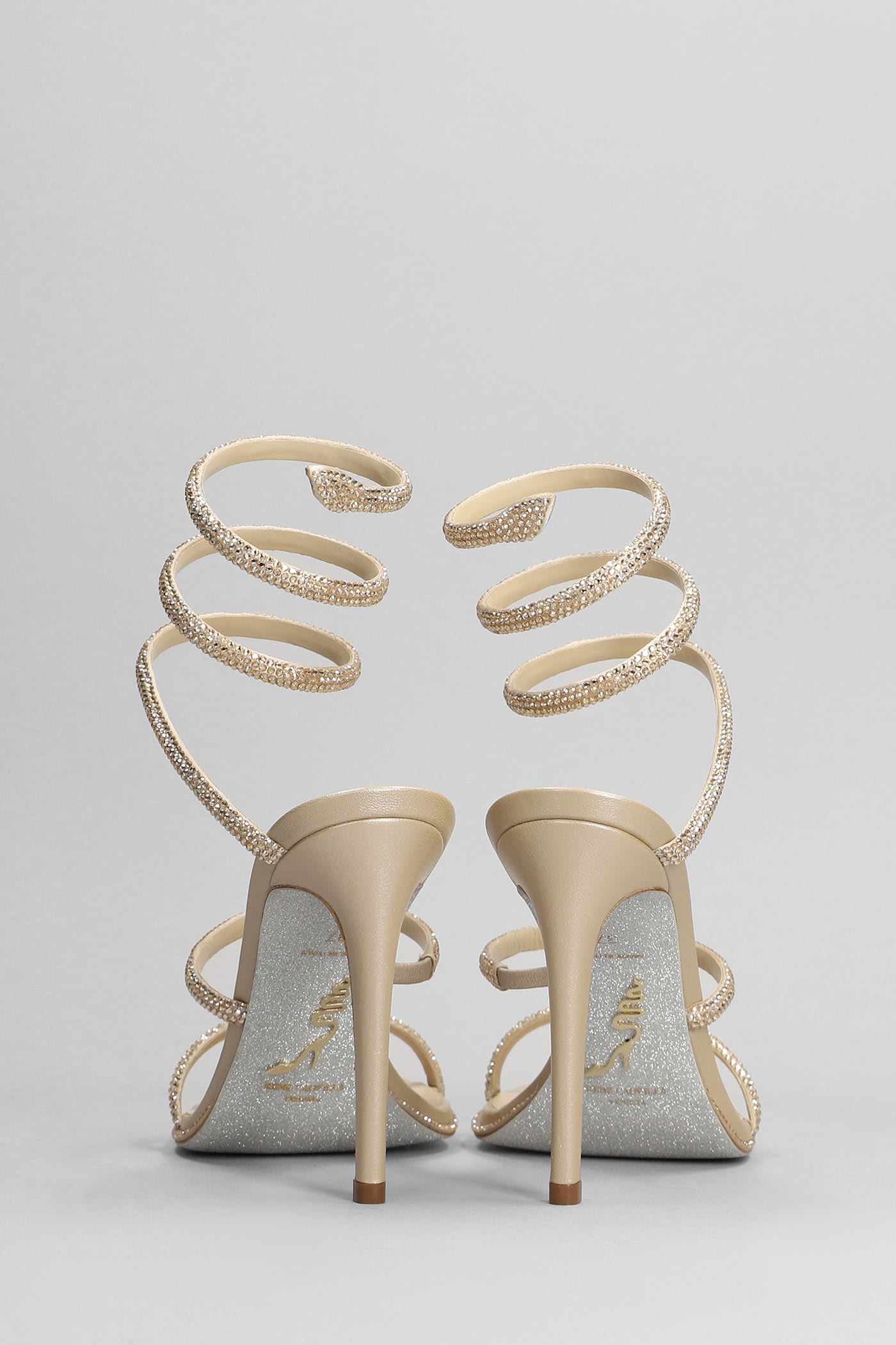 Shop René Caovilla Cleo Sandals In Beige Leather