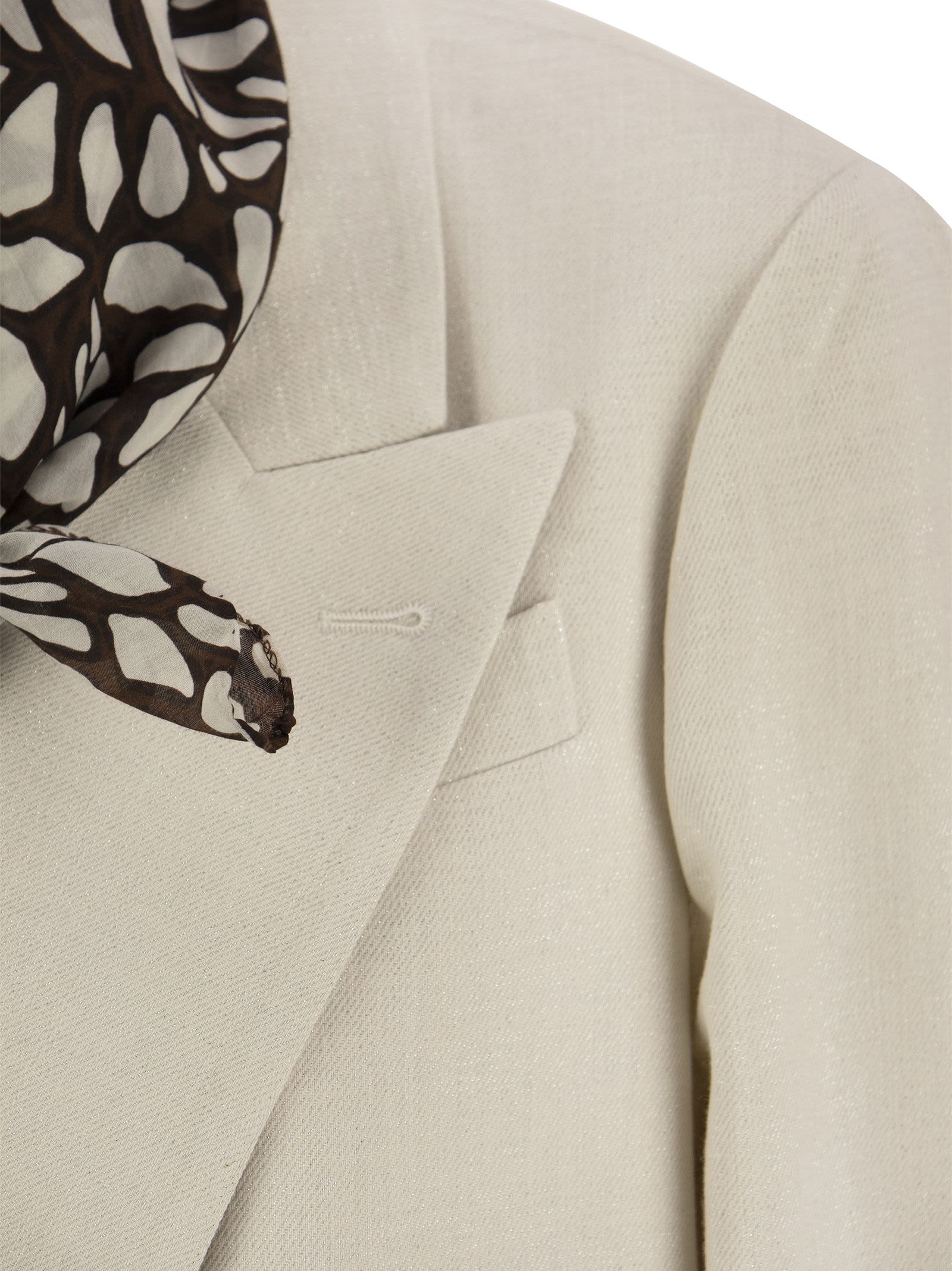 BRUNELLO CUCINELLI SCARF DETAIL DOUBLE-BREASTED DINNER JACKET