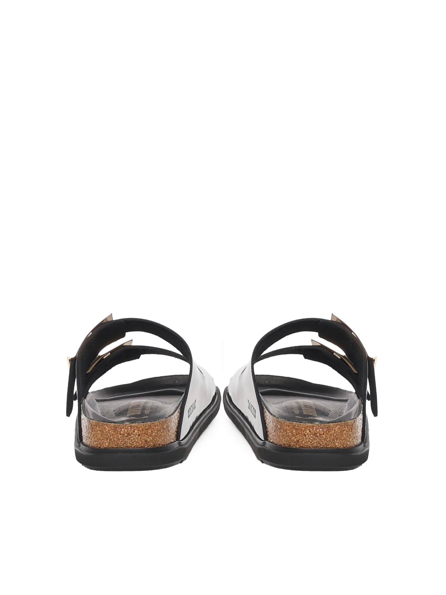 Birkenstock Arizona Droplet Buckle High Shine Black Slides In Black