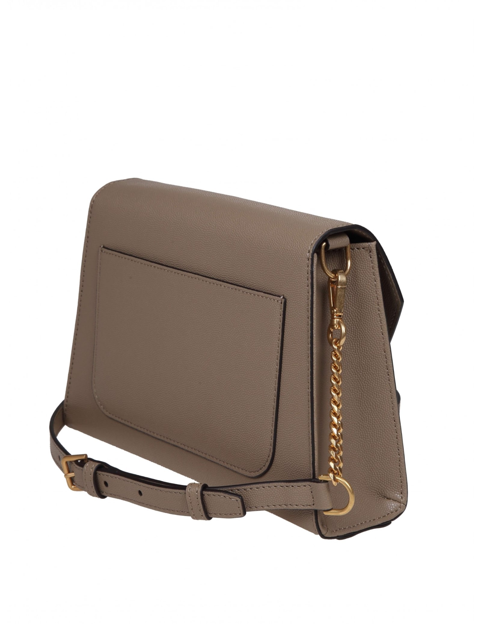 BALMAIN BALMAIN EMBLEME BAG IN CALFSKIN WITH TAUPE-COLORED DECORATIVE BUTTONS