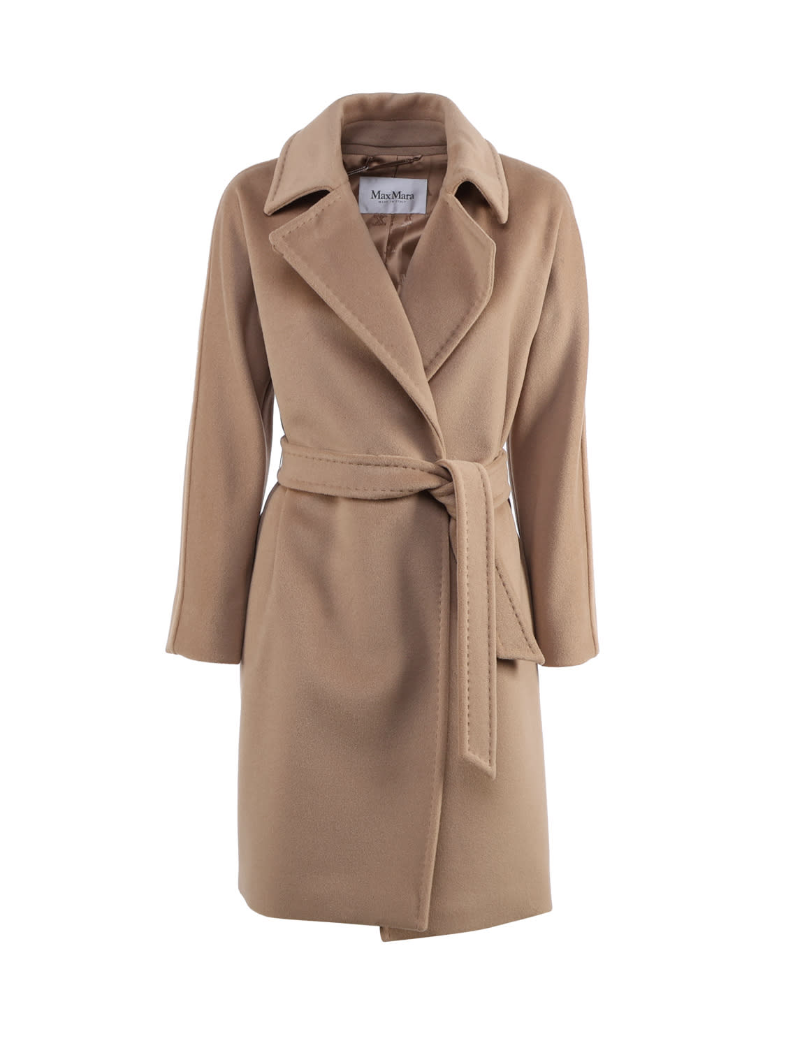 Shop Max Mara Wool And Cashmere Wrap Coat In Brown