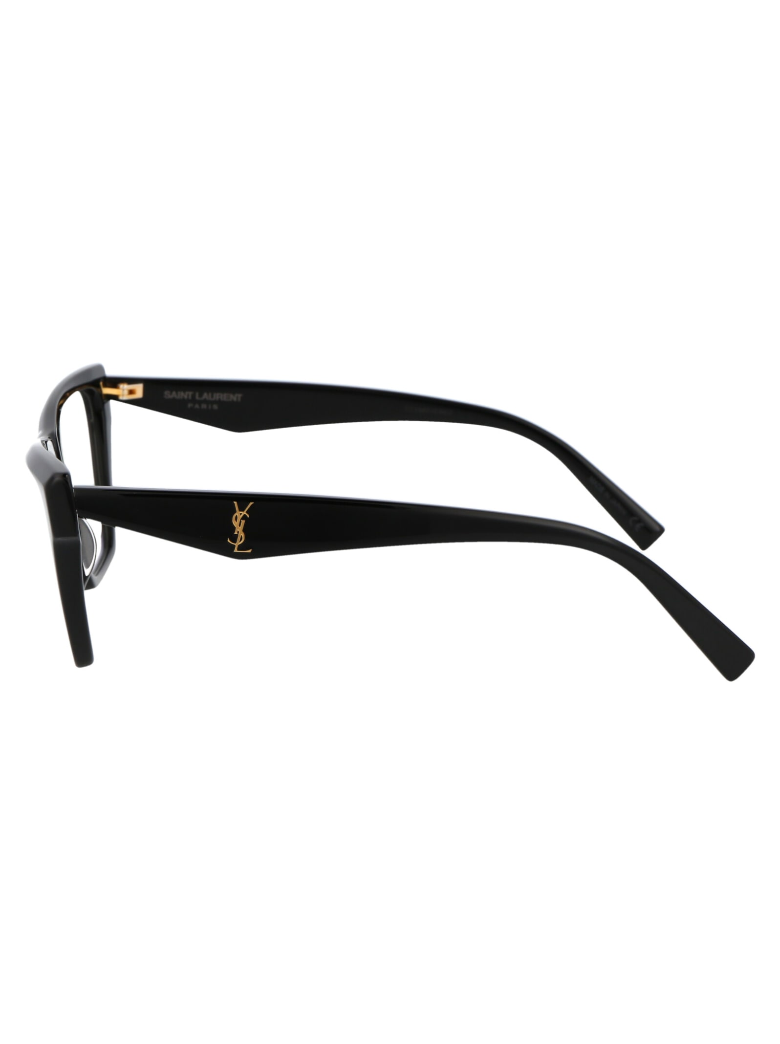 Shop Saint Laurent Sl M103 Opt Glasses In 001 Black Black Transparent