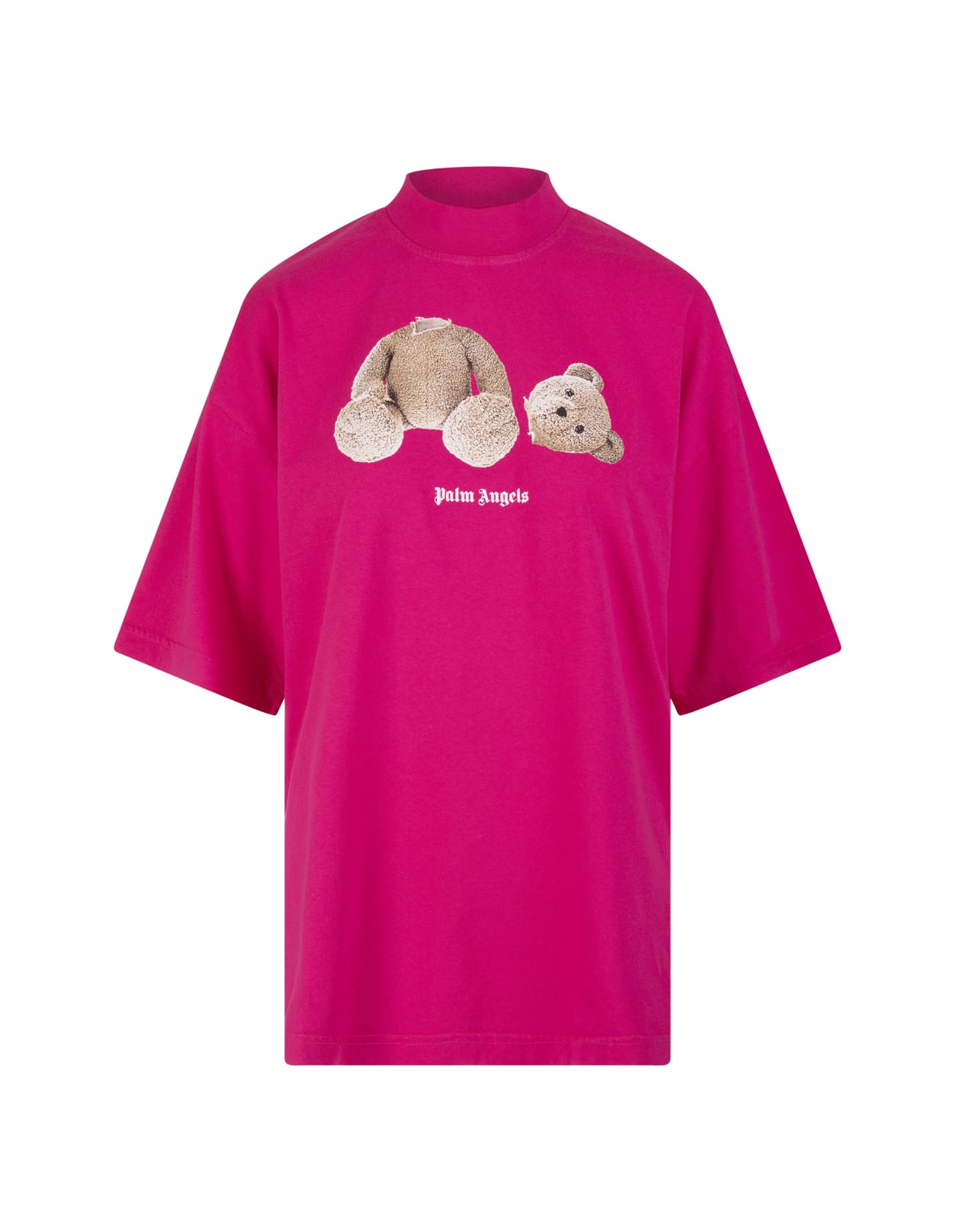 Palm Angels Woman Fuchsia Loose T-shirt With Bear Print