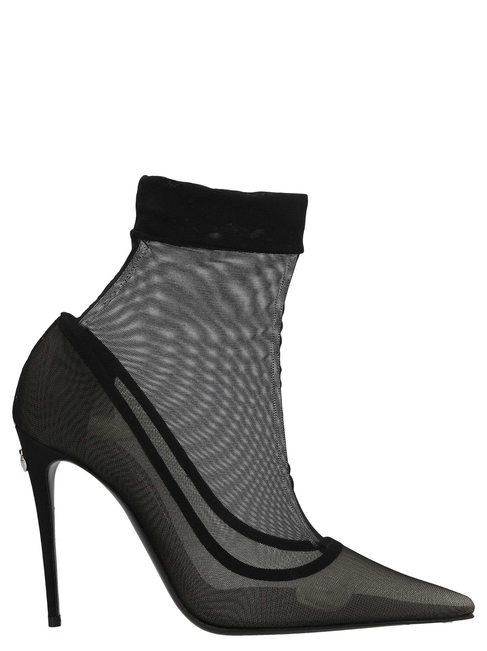 Dolce & Gabbana Mesh Ankle Boots - Women's - Goat Skin/elastane/nylon/rayon In Black