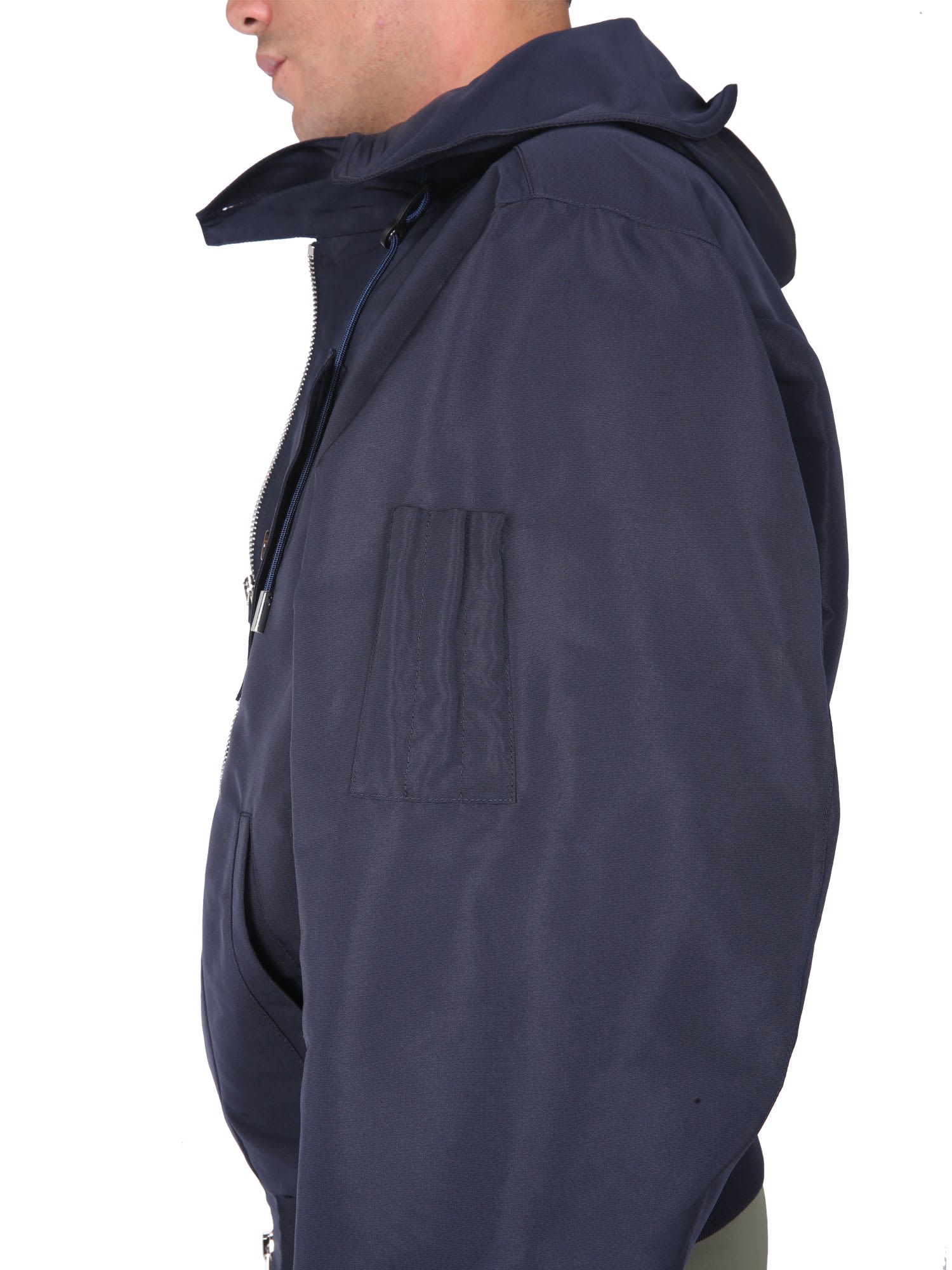 Authentic Alexander Mcqueen Jacquard blue hooded windbreaker jacket 46
