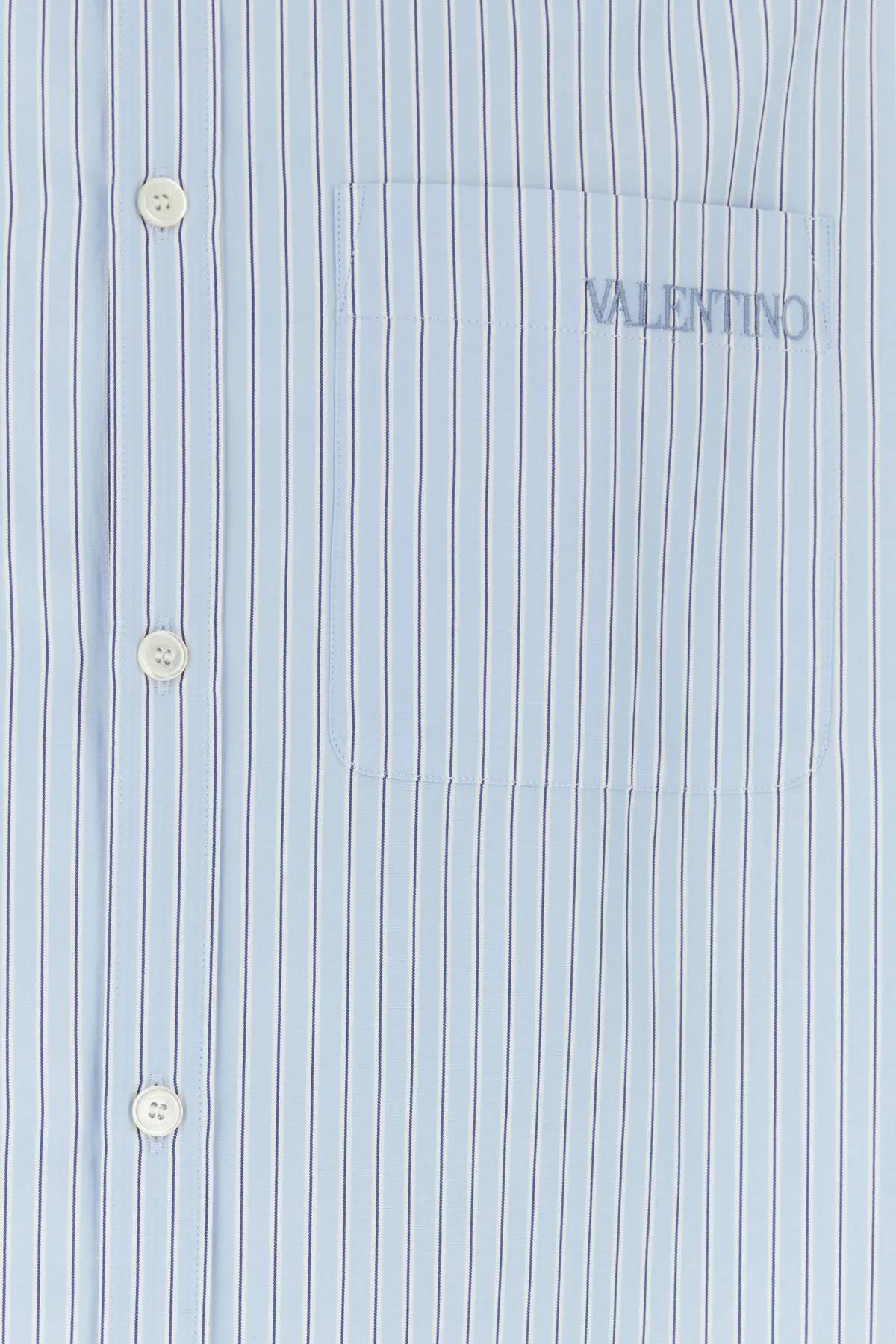 Shop Valentino Embroidered Poplin Shirt In Azzurro