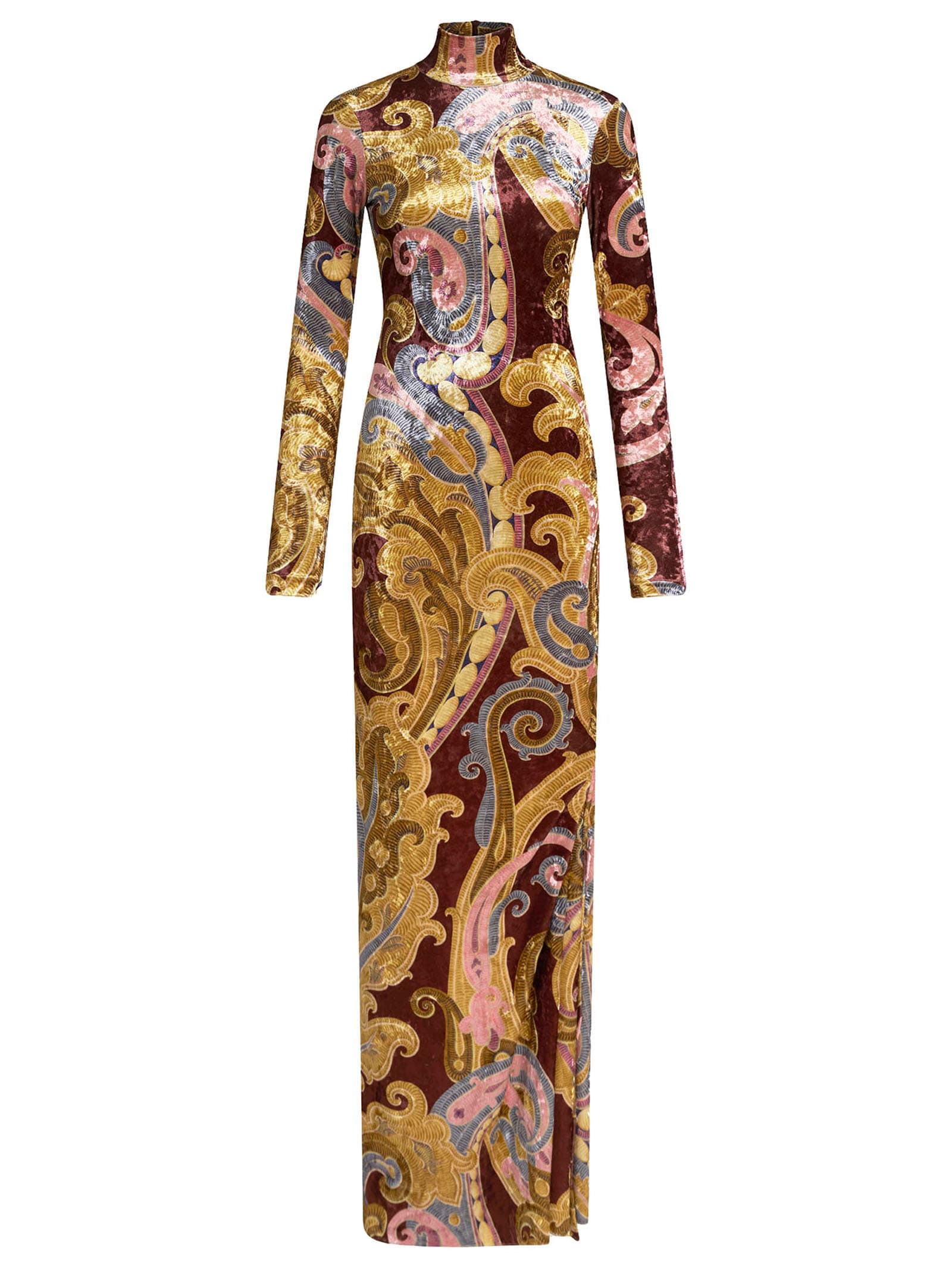 Shop Etro Long Dress In Bordeaux