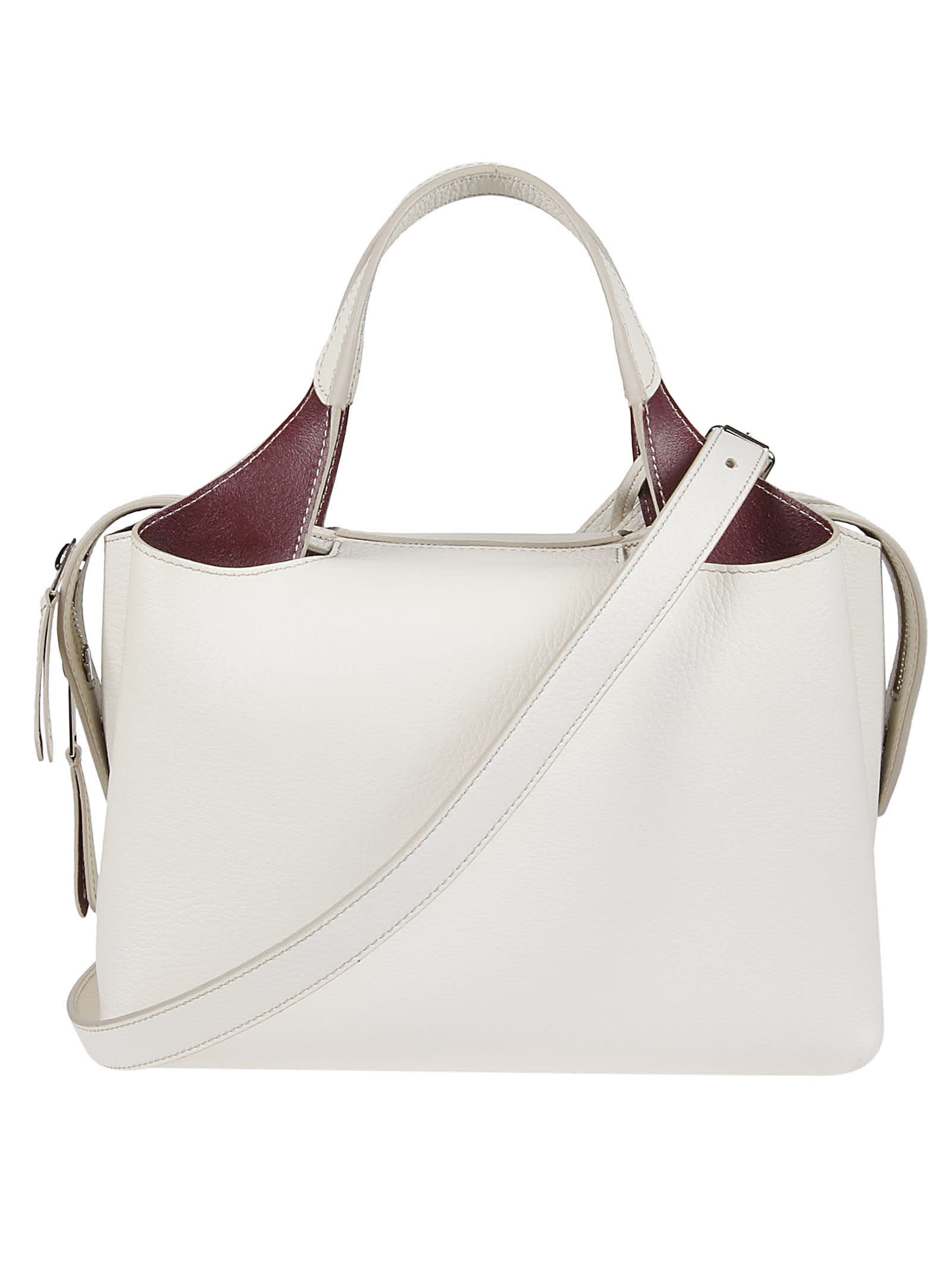 Shop Tod's Medium Apa Bag In Bianco Calce/bordeaux Scuro
