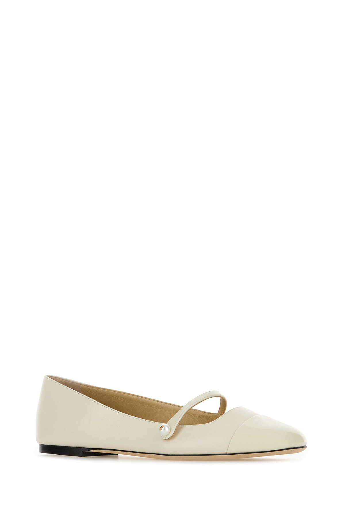 Shop Jimmy Choo Ivory Nappa Leather Elisa Ballerinas In Lattelatte