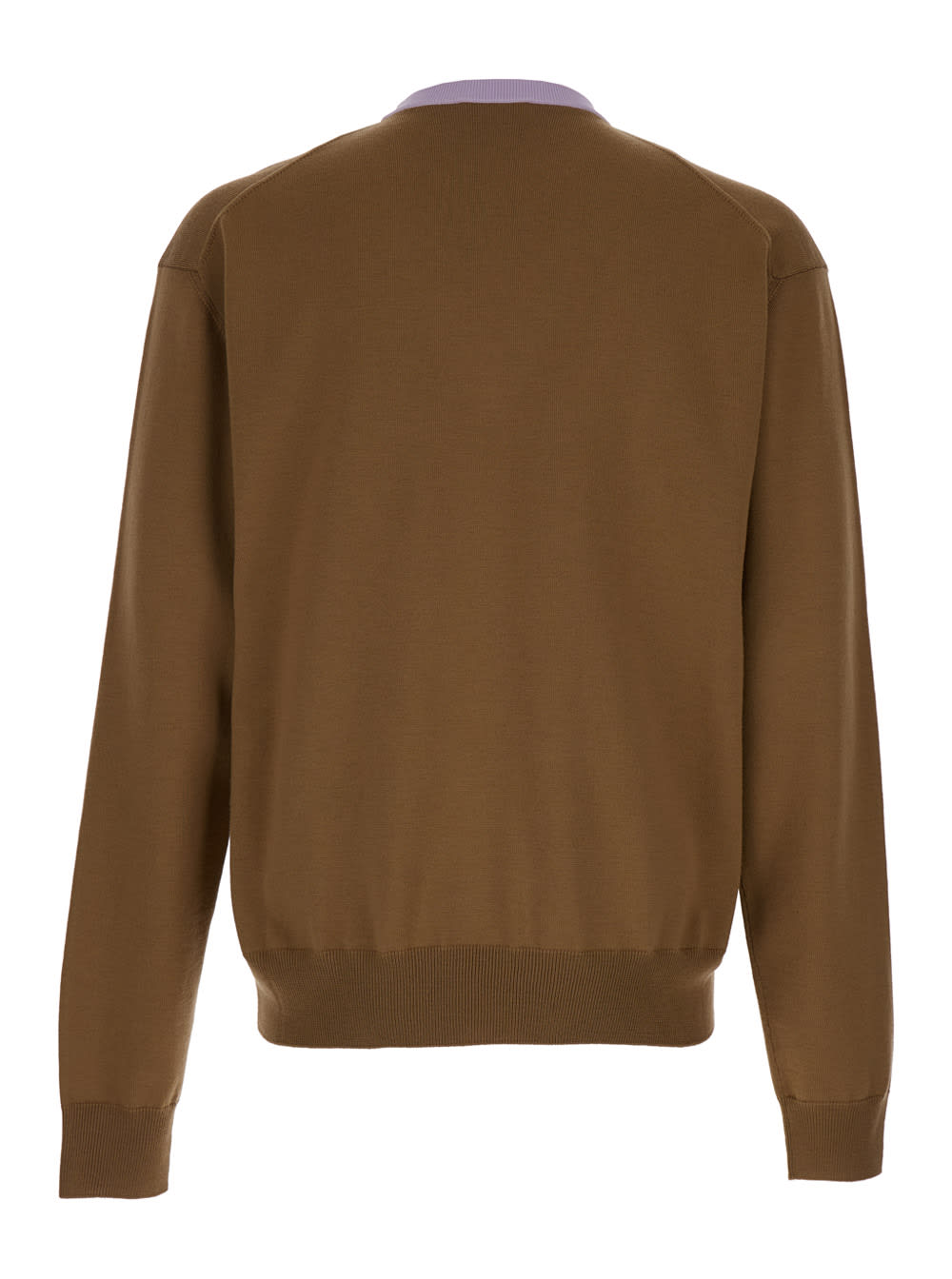 Shop Jil Sander Brown And Lillac Double-neck Sweater In Wool Man In Beige