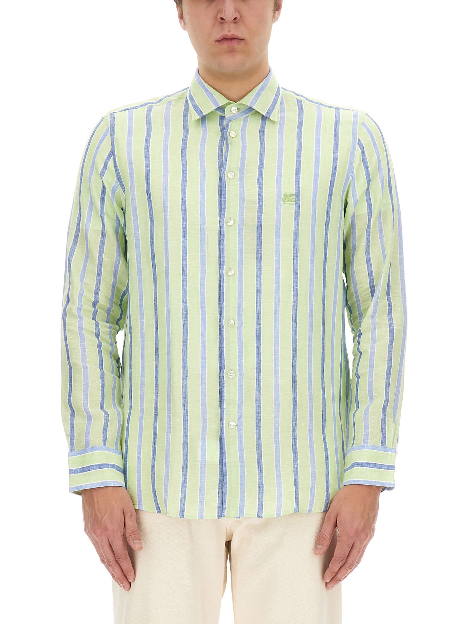 Shop Etro Pegasus Shirt In Verde