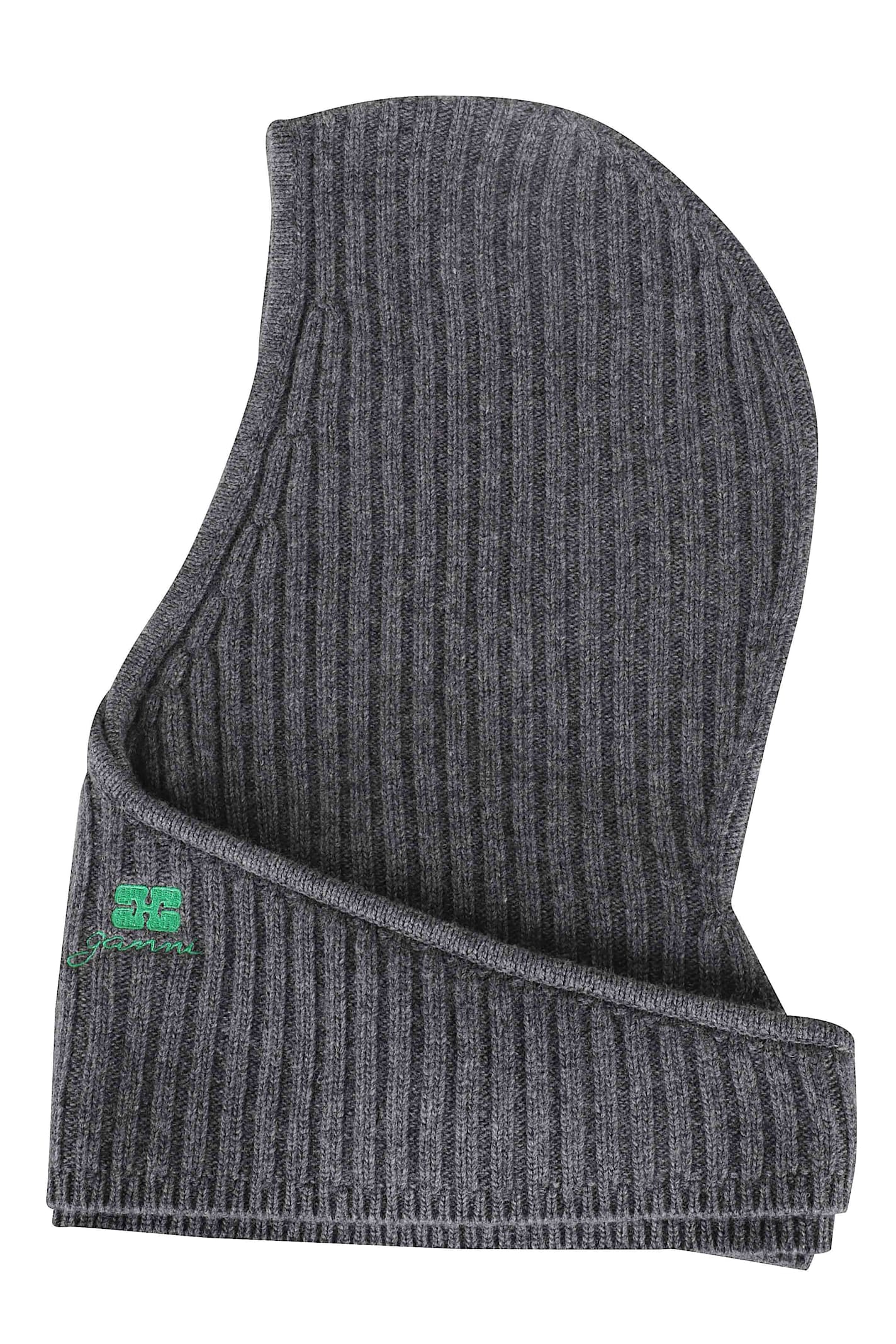 Ganni Core Future Wool Knit Bataclava In Gray