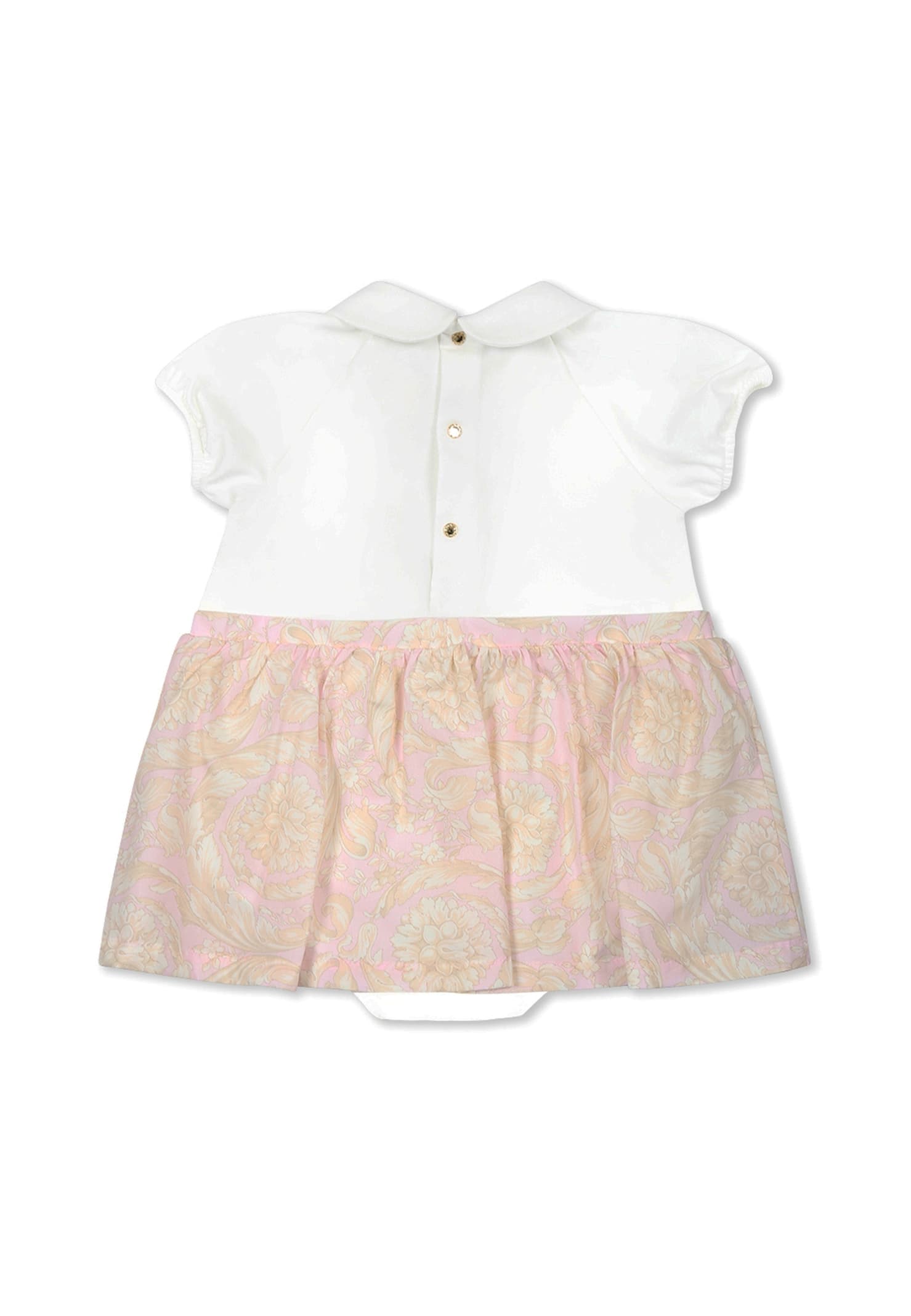 Versace Multicolor Dress For Baby Girl With Floral Swirl In White