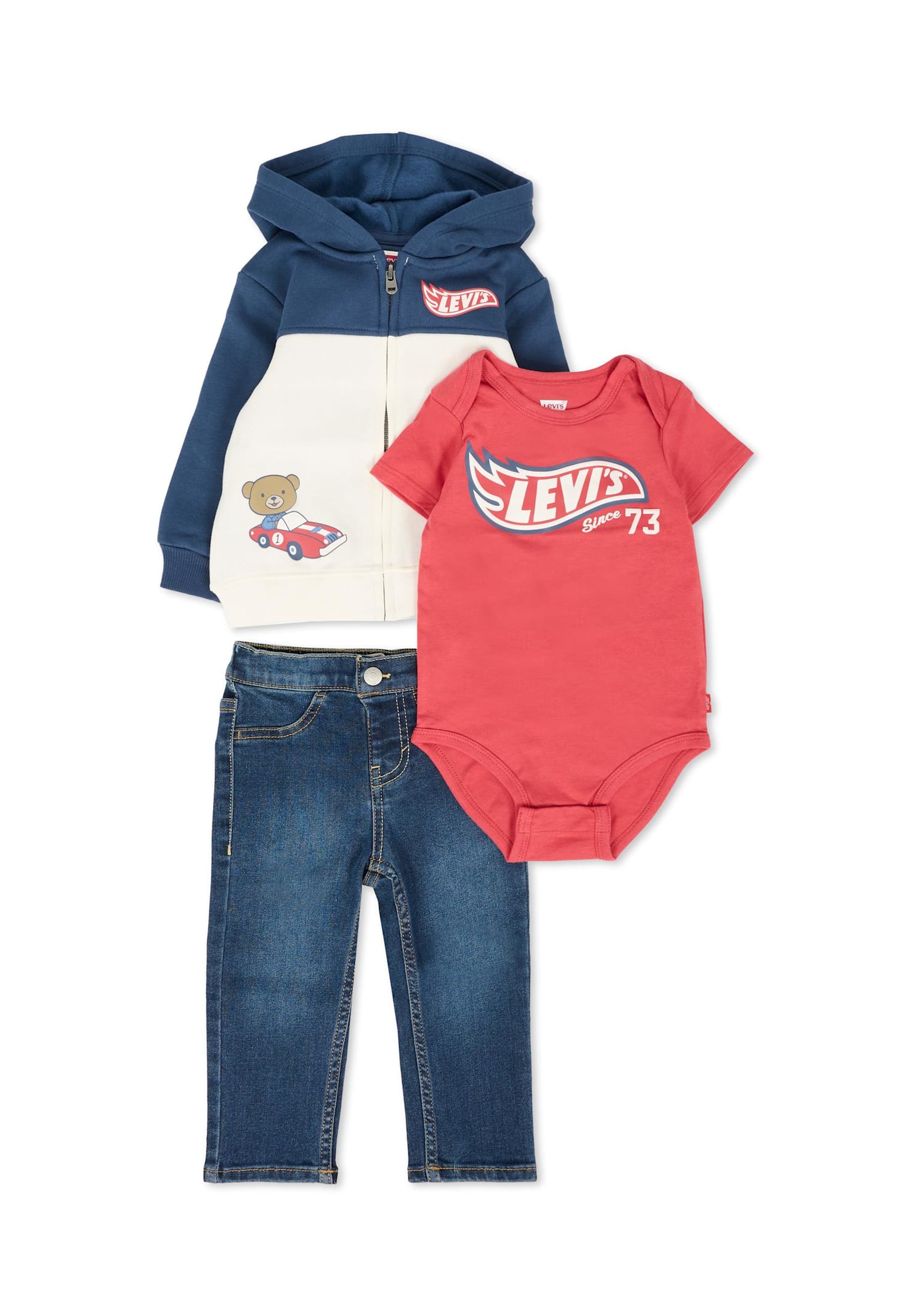Levi's Red Suit For Baby Boy With Logo In Multi