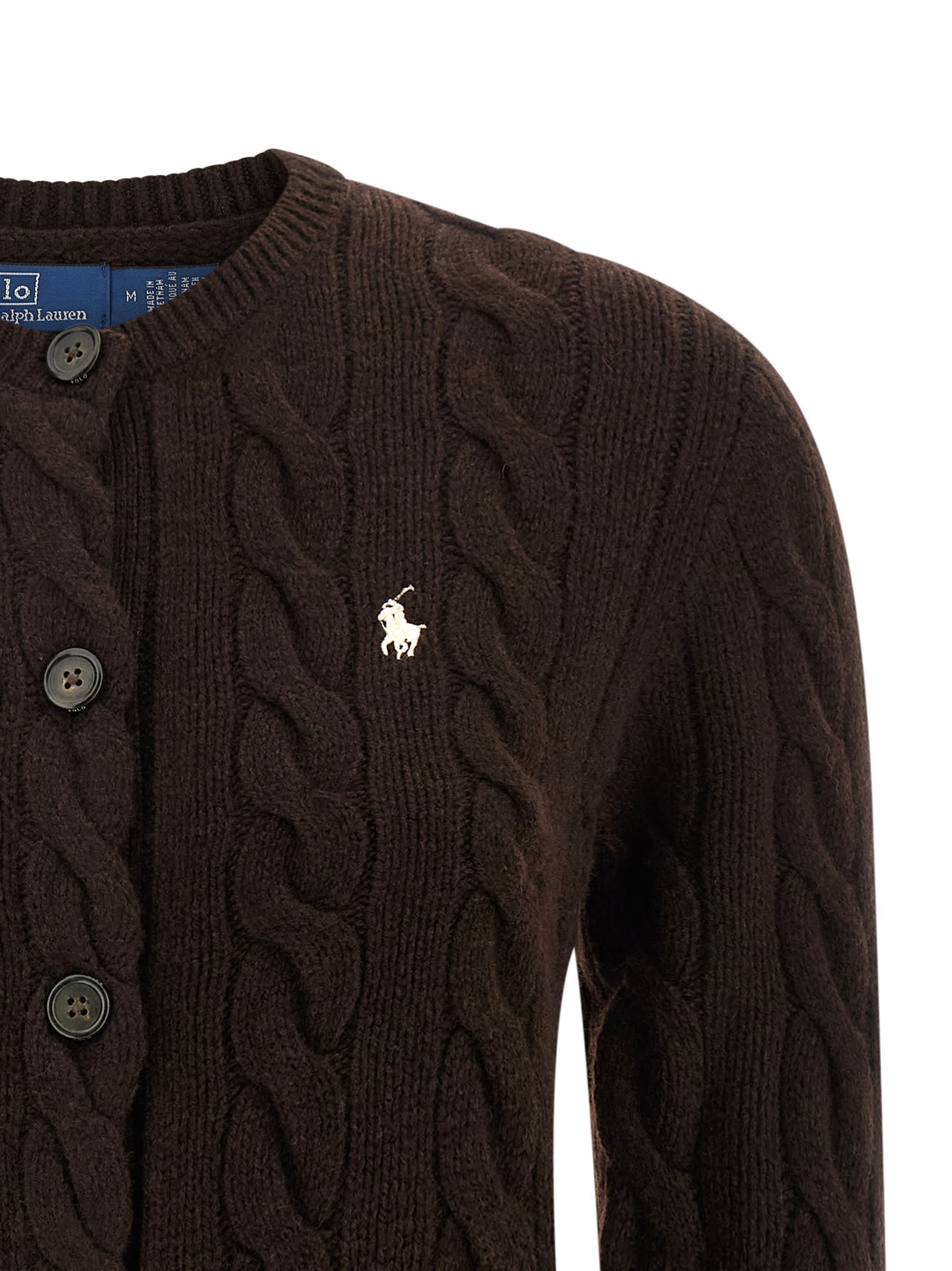 Polo Ralph Lauren Braided Cardigan Sweaters And Cardigans Brown In Brown