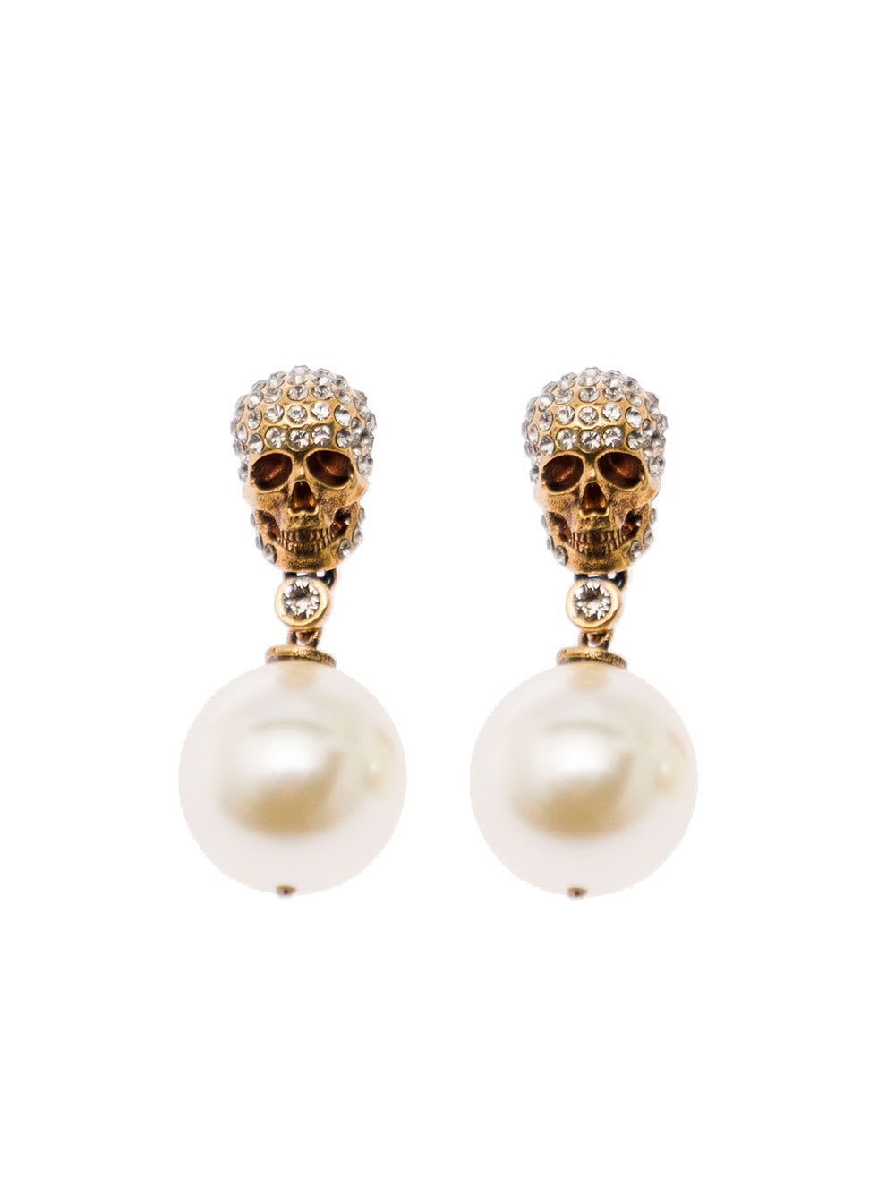 Alexander McQueen Pearl N Skull Ear Antique Gold - Pearl
