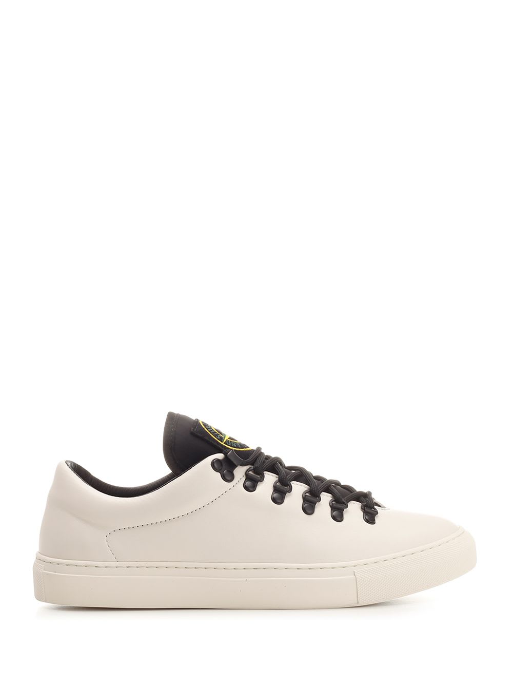 Shop Stone Island Leather Sneaker In White