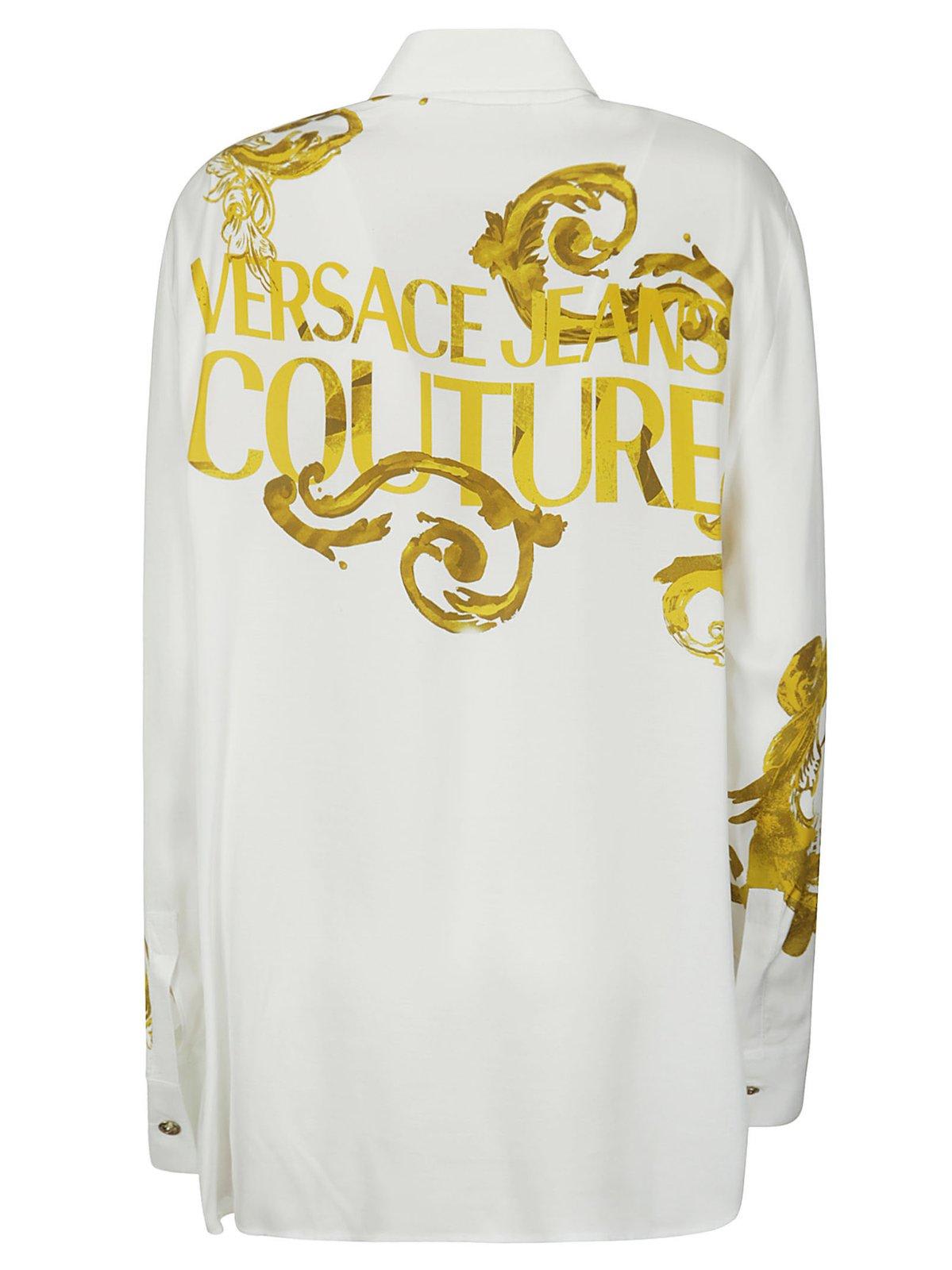 Shop Versace Jeans Couture Barocco Printed Long-sleeved Shirt In White