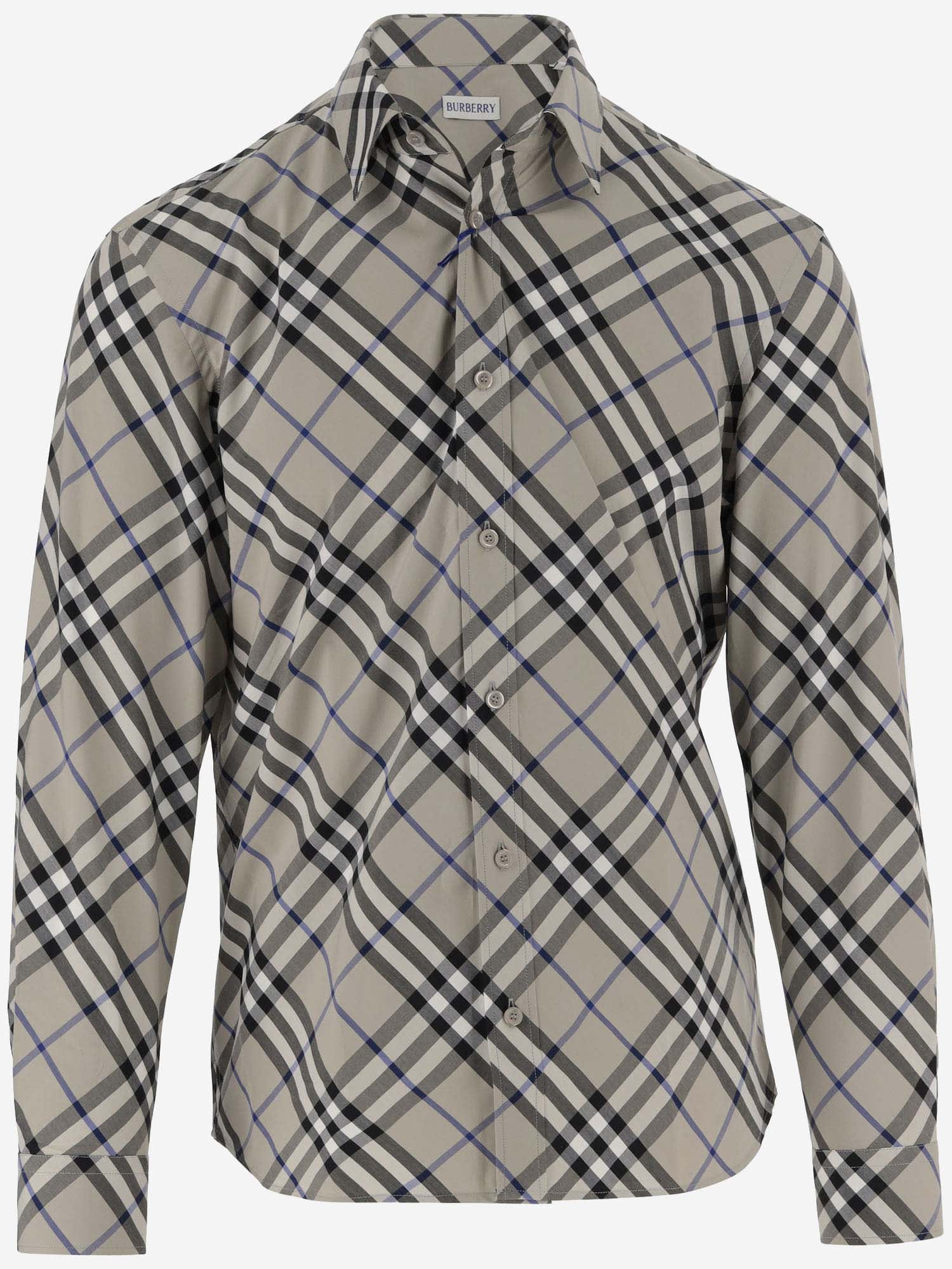 Shop Burberry Cotton Shirt With Check Pattern In Red