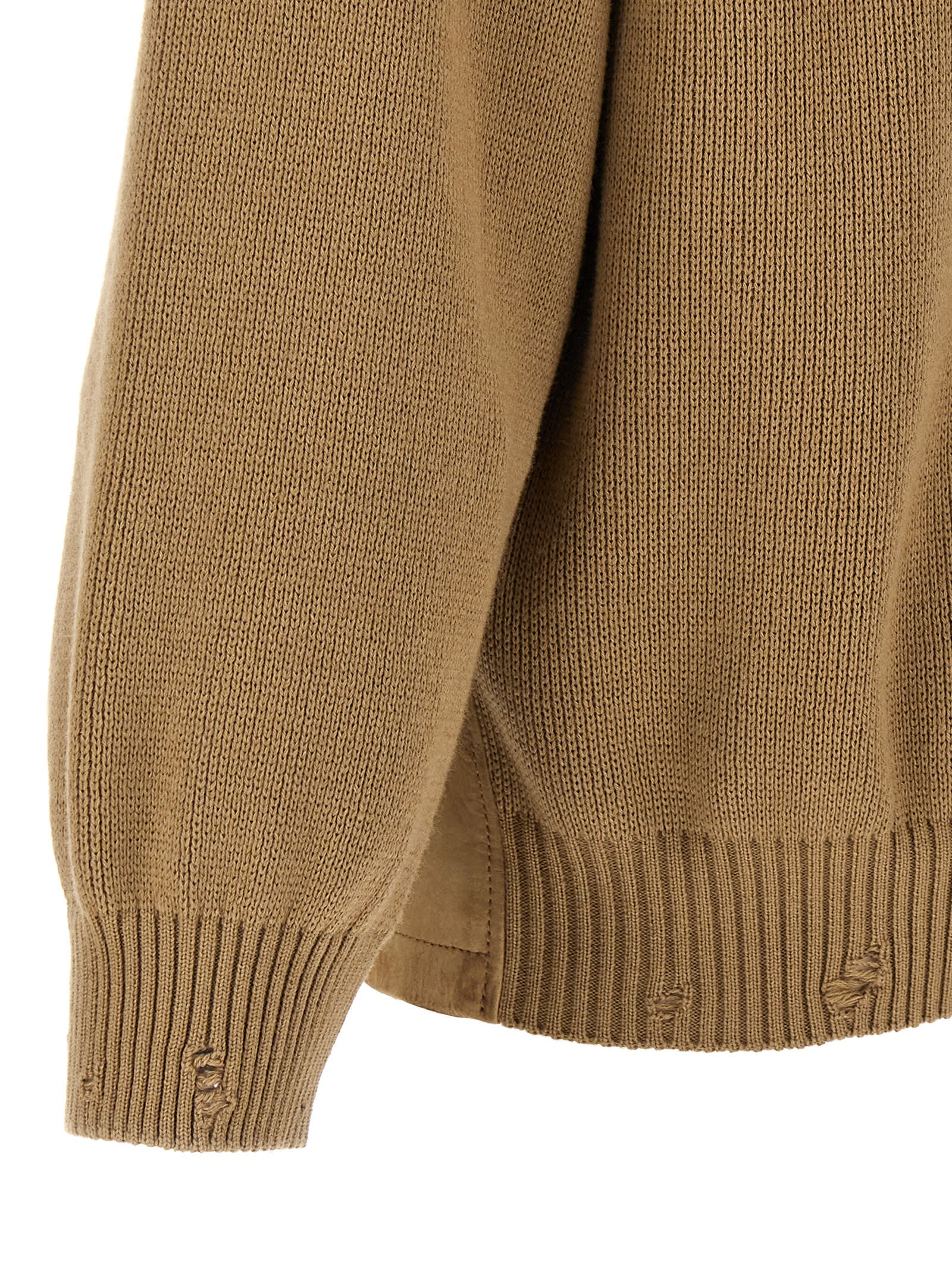Golden Goose 'neil' Collar Jacket With Ribbed Accents In Beige