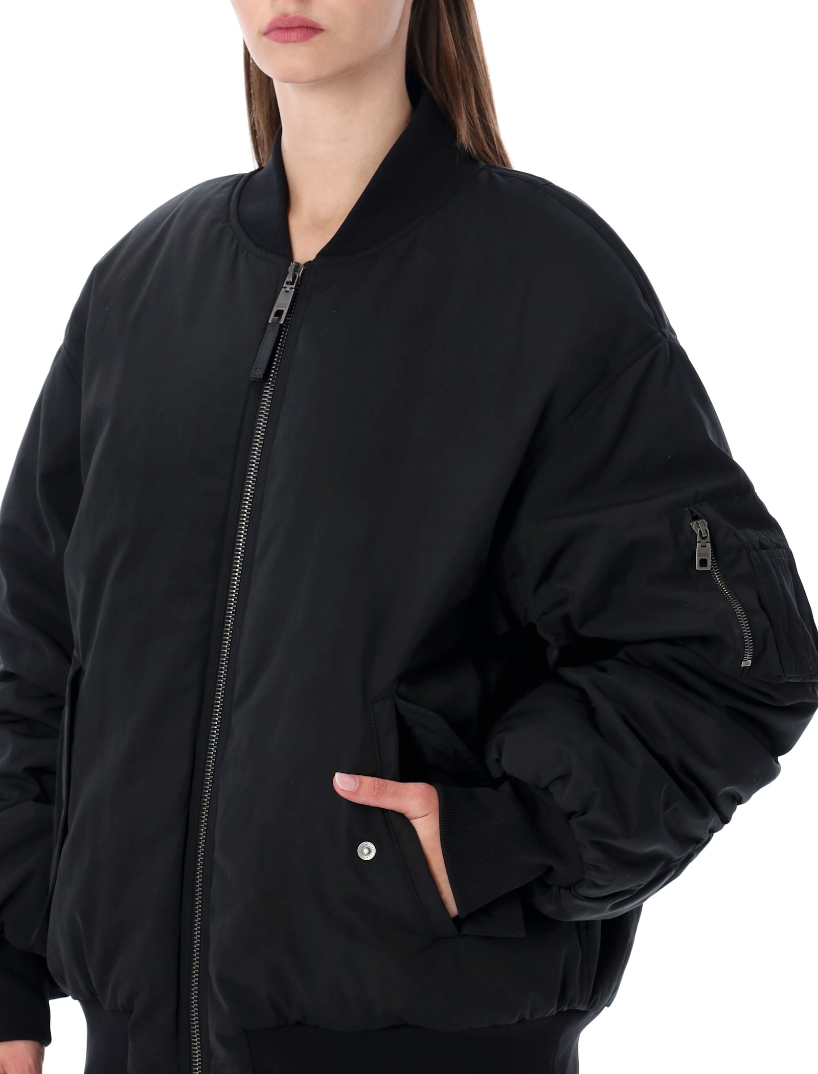 Dolce & Gabbana Oversized Black Bomber Jacket In Black