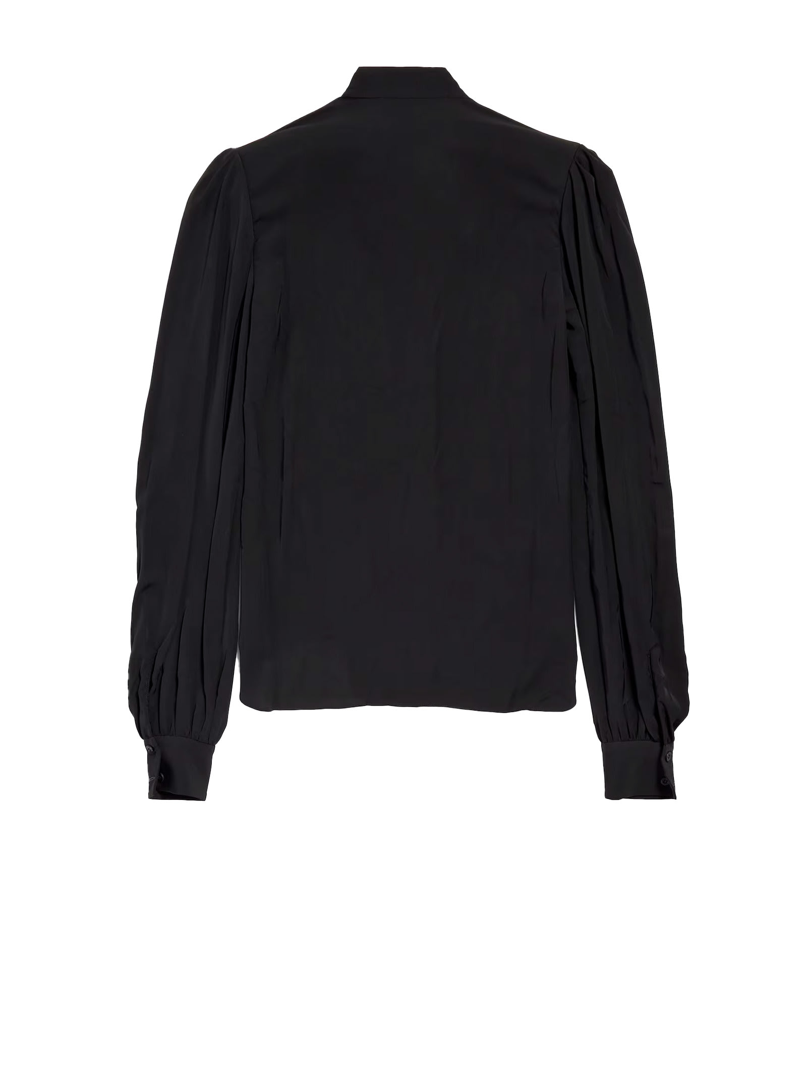 Balenciaga Pussy-bow Crinkled-jersey Shirt In Black