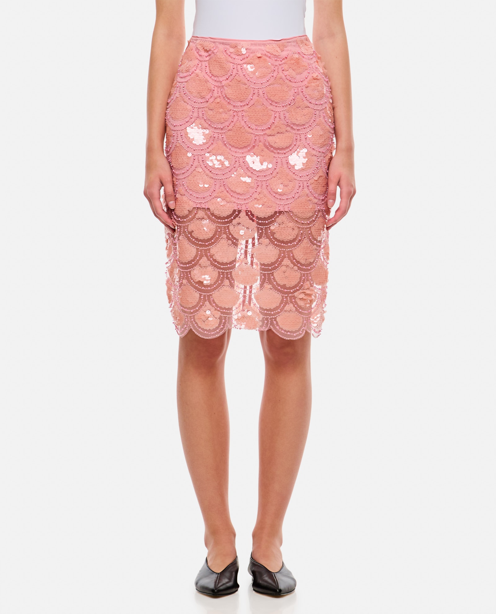 Shop Rotate Birger Christensen Midi Skirt With Pink Sequins