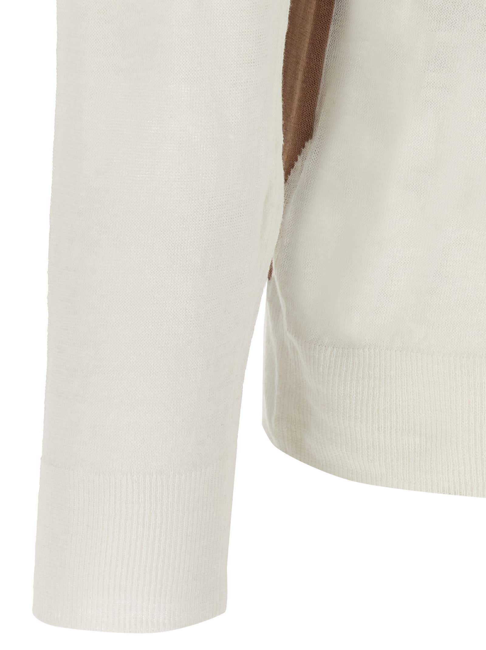 Ballantyne Argyle Sweater In White
