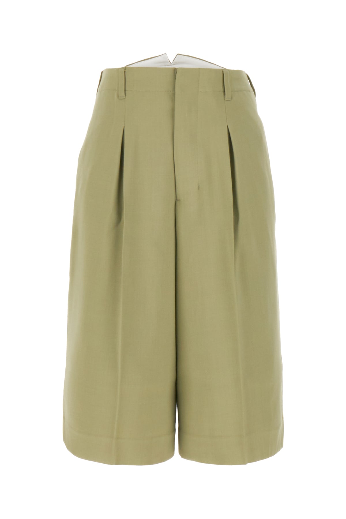 Olive Green Viscose Blend Bermuda Shorts