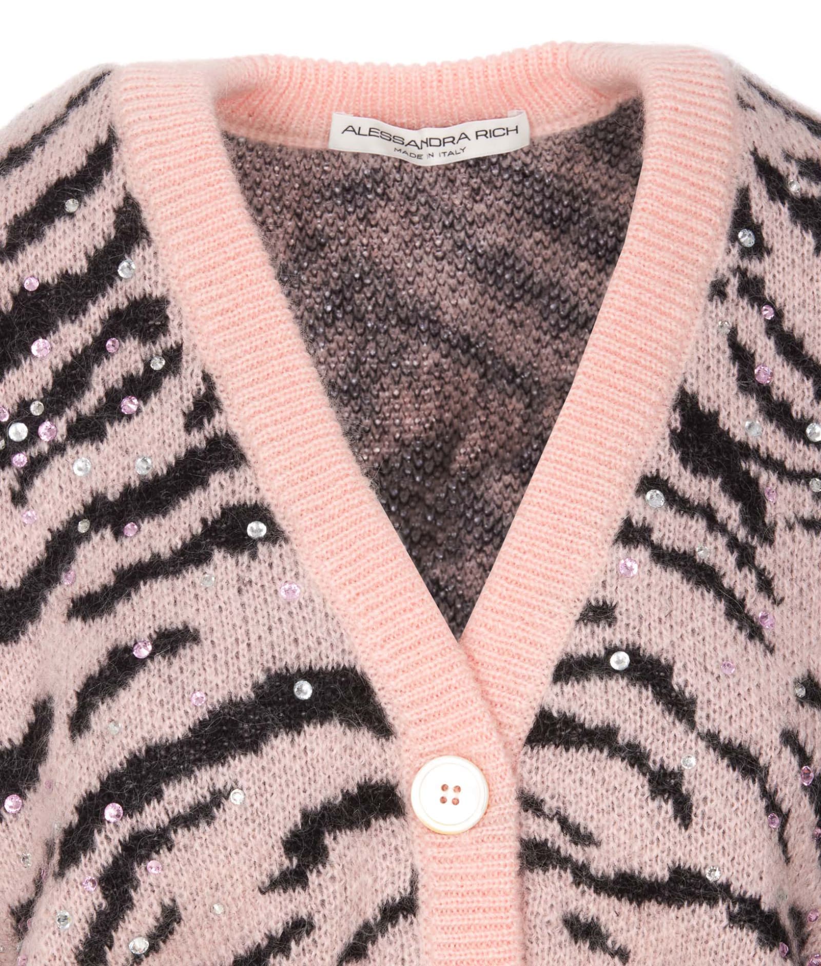 Shop Alessandra Rich Cardigan In Pink/black